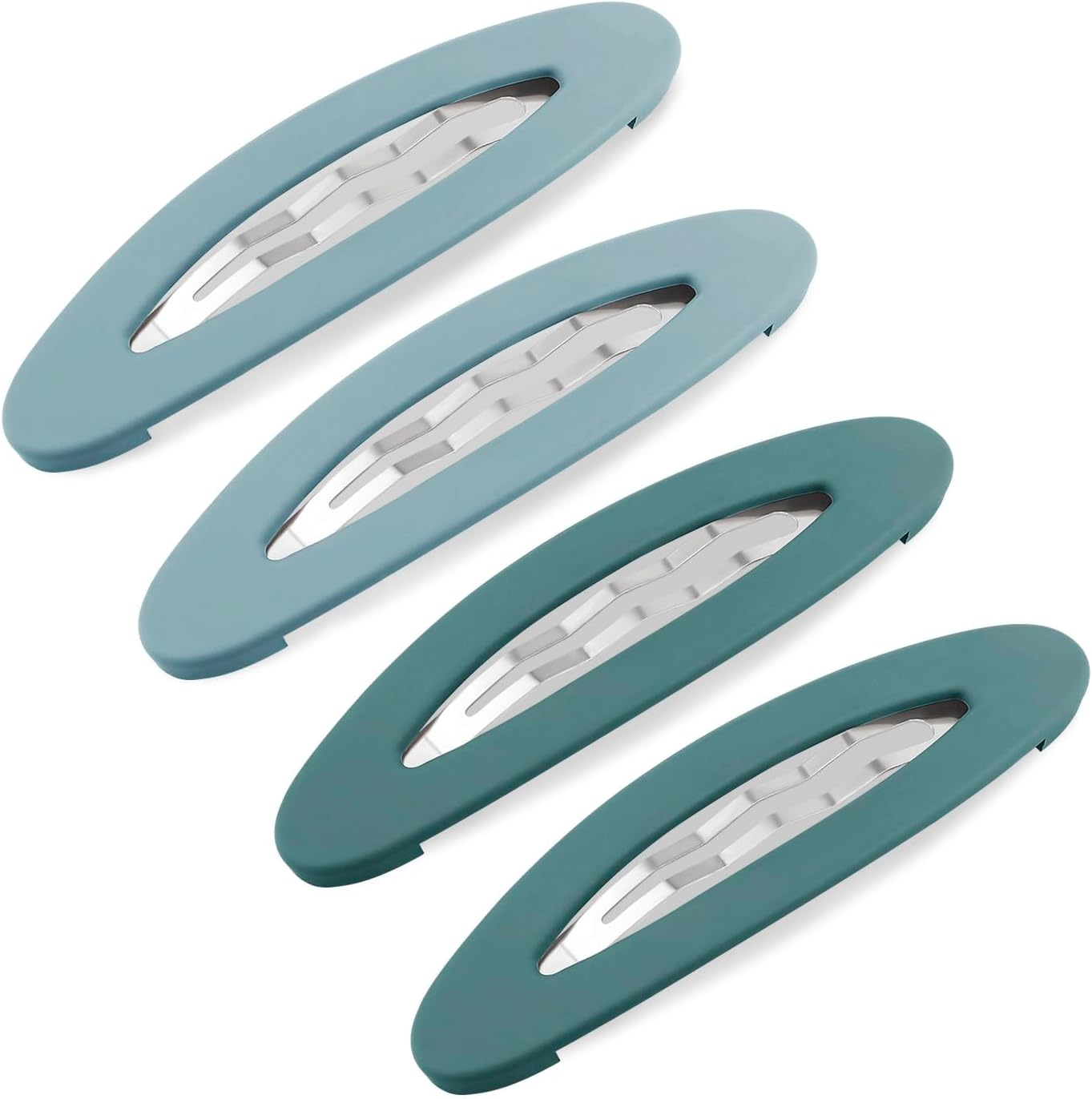 4Pcs 3.5 Inch/9Cm Large Snap Hair Clips, Matte Snap Hair Clips Blue Tone Hair Clip Medium Barrettes Hair Accessories No Slip Snap Clips for Girls and Women Hair Decortions image number 4