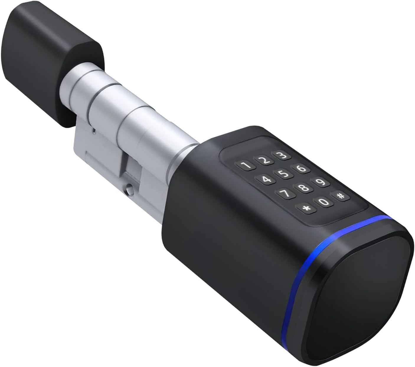 Smart Door Lock, Euro Door Smart Cylinder Lock, Electronic Locks Applicable to Wooden Iron Security Door (Silver)