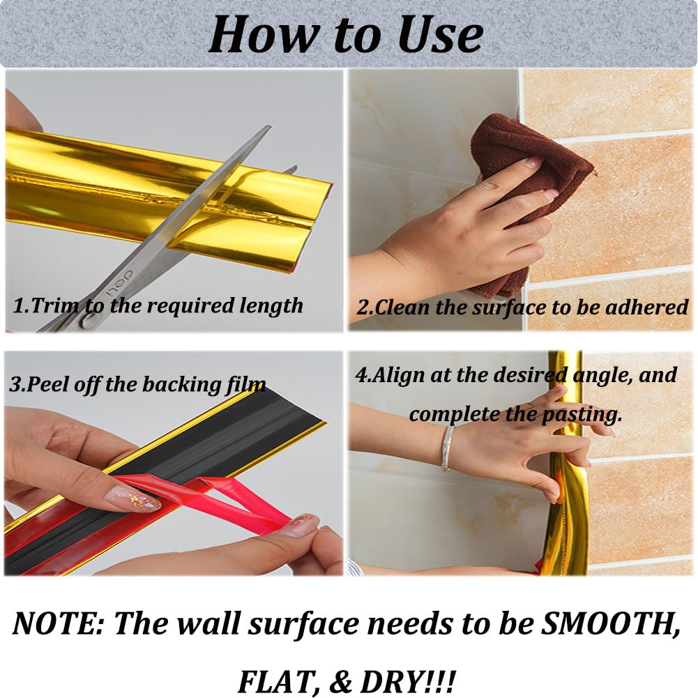 3M Peel & Stick Wall Molding Trim - Flexible Corner Angle Trim, Self Adhesive Wall Corner Guard Edge Protector, Bright Silver (4CM/10FT)