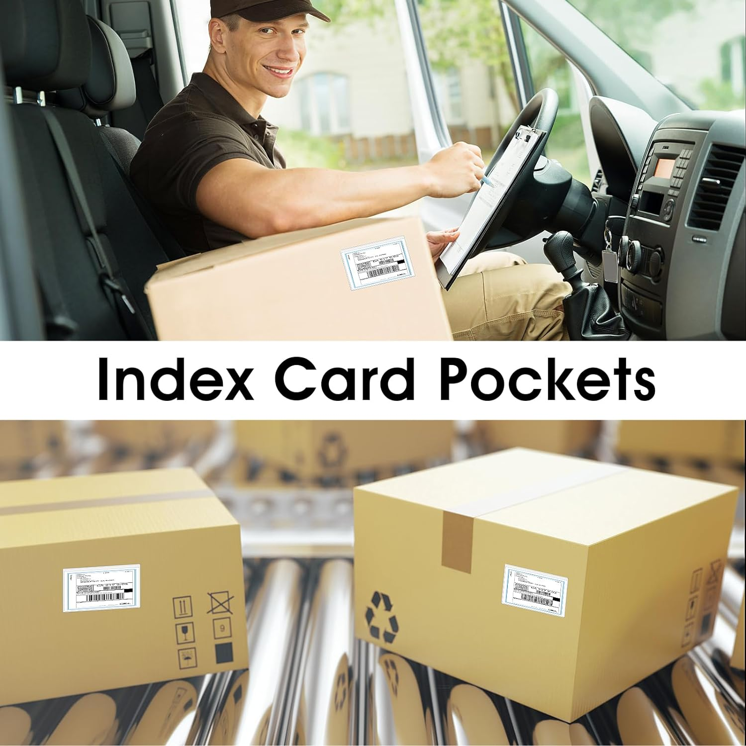 Prasacco 30 Pcs Self-Adhesive Index Card Holders Business Card Pockets Clear Plastic Labels Holders for Organizing Storage Bins Library Card Shelves (3.14 X 2.28 Inches) image number 4