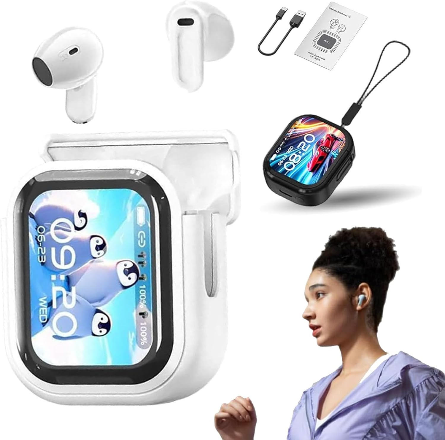 Ne20 Earbuds, NE20 Bluetooth 5.4 LED Display High Fidelity Waterproof Wireless Earphones, H-Tc NE-20 Translation Earbuds, Ai Translation Real Time, IPX6 Waterproof for All Occasions (Black)