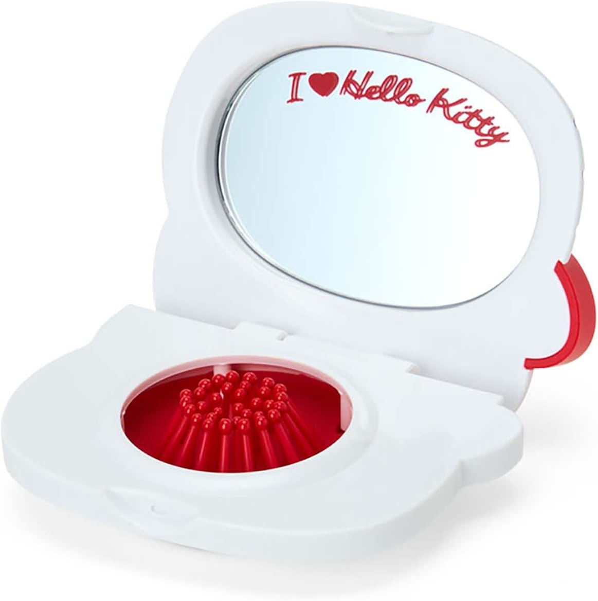 Sanrio 365122 Compact Hair Brush with Mirror (I Love Hello Kitty) Hello Kitty Red image number 3