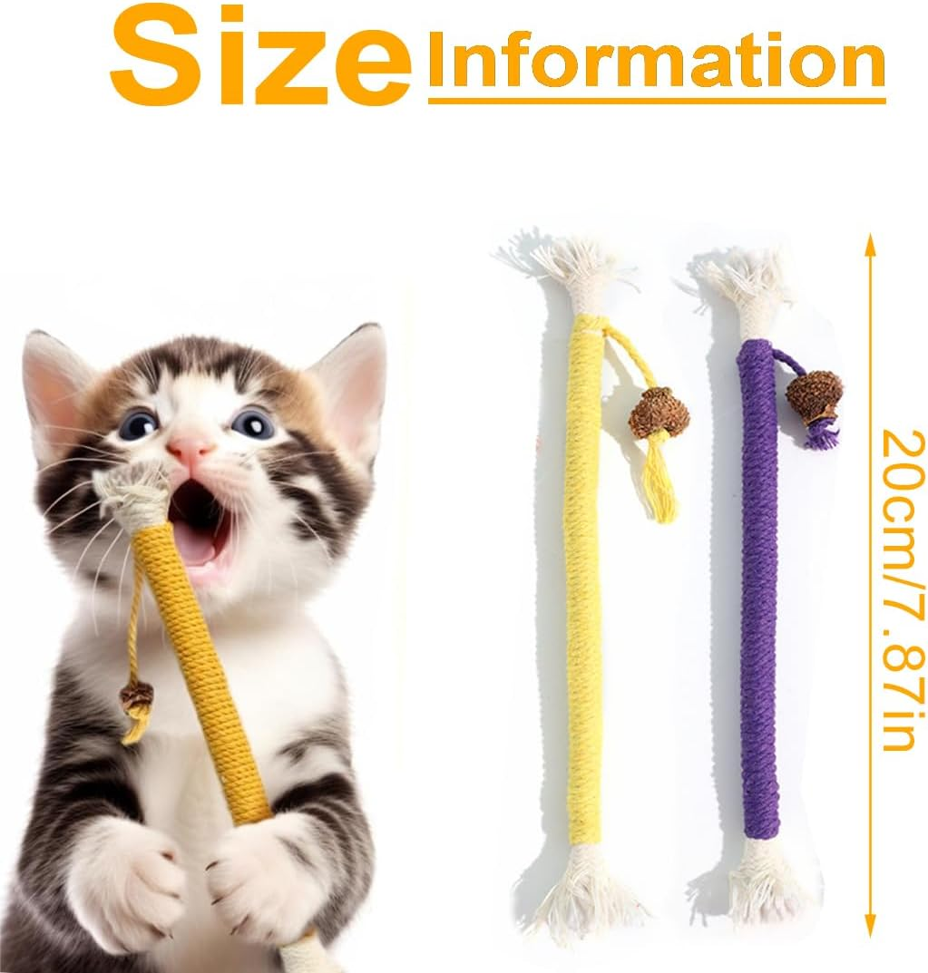EIH 4 Pieces Cat Toy, Twiggle Tail Cat Toy, Catnip Toy, Chew Toy for Kittens, Teething Rope, Cat Toy, Chew Rope for Cats, to Clean Your Teeth and Relieve Stress, Long X 2 + Short X 2, Blue, Cm image number 1