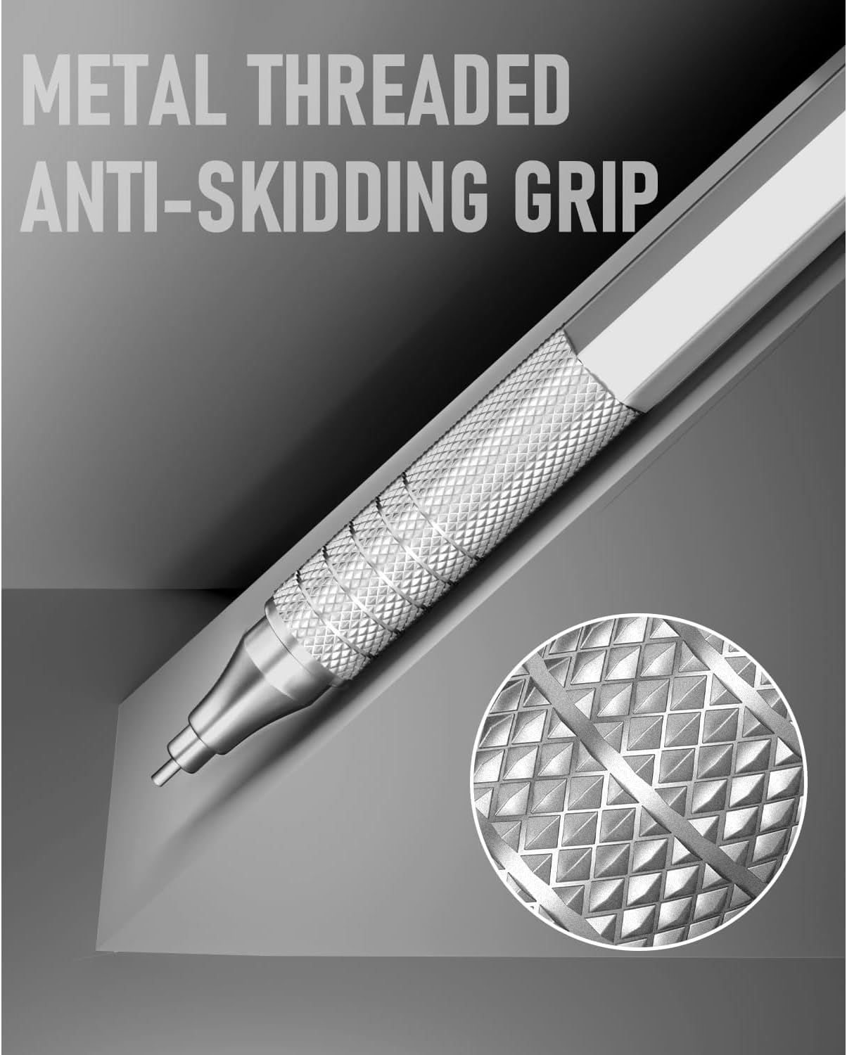 Four Candies 4PCS Metal Mechanical Pencils Set with Case, 0.5Mm & 0.7 Mm Artist Pencil with 8 Tubes (480PCS) HB Lead Refills, 3 Erasers,9 Eraser Refills for Writing Drafting, Drawing, Black&Sliver