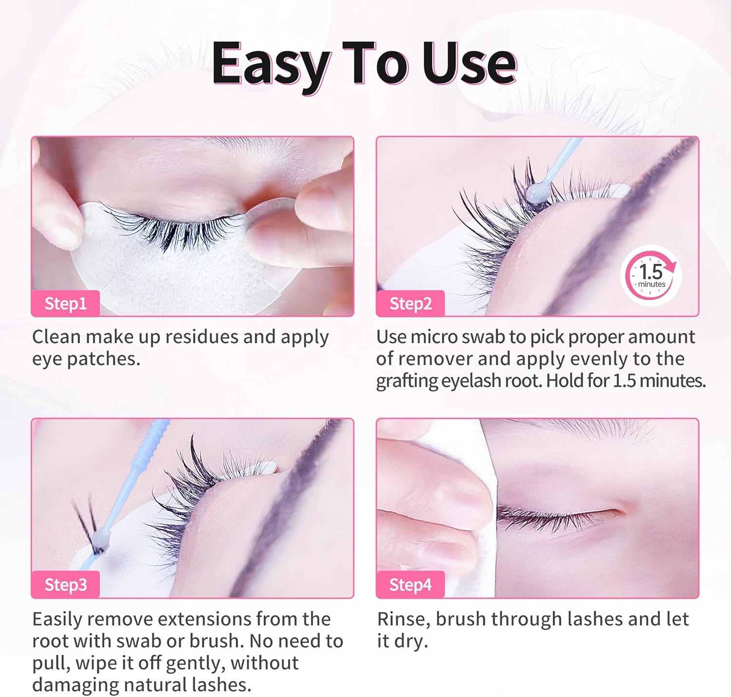 Beauty7 Eyelash Extension Gel Remover Lash Extensions Lash Remover for Eyelash Extension Removal Professional Clear 15Ml image number 4
