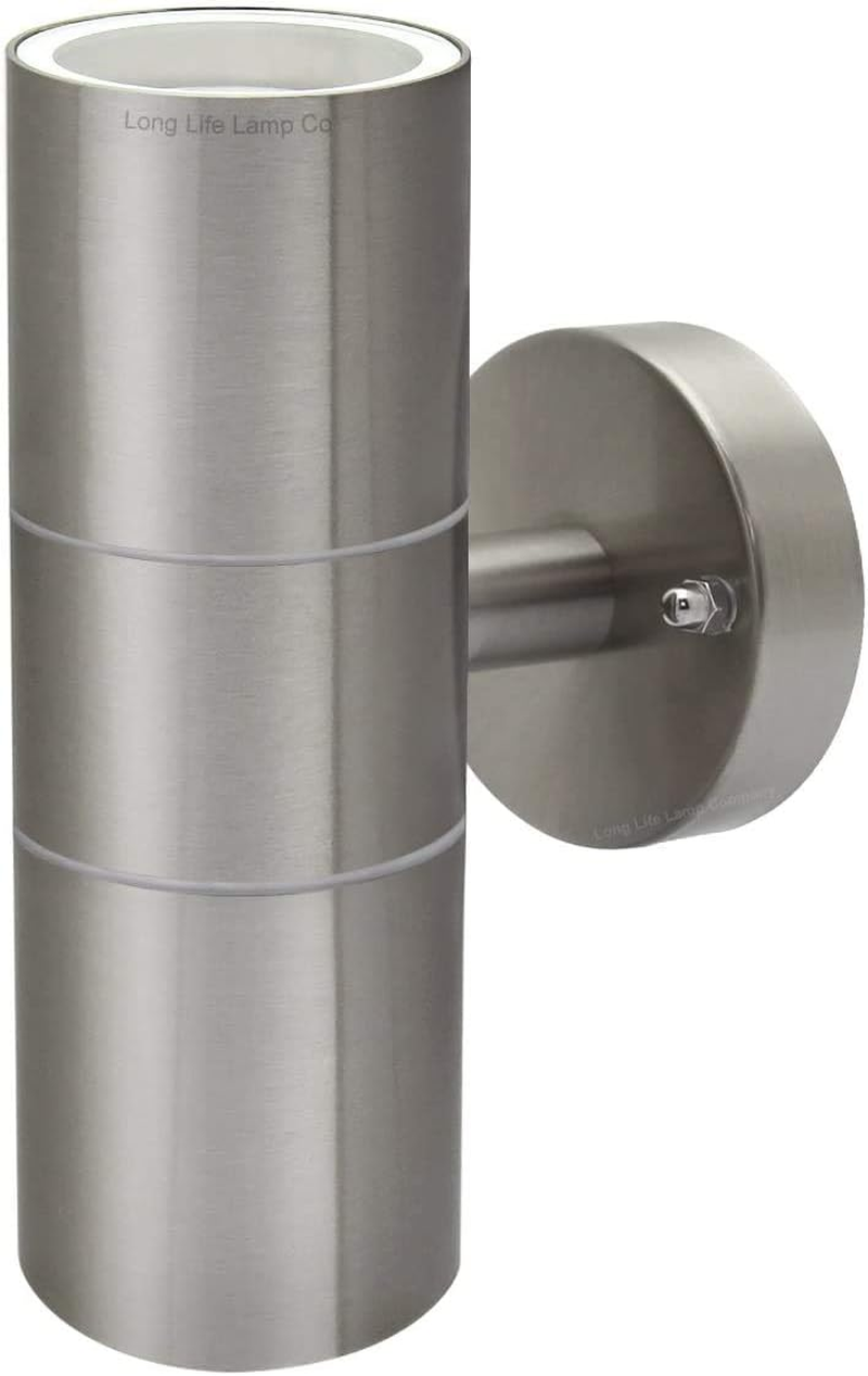 Modern Stainless Steel up down Double Wall Spot Light IP65 Outdoor Use GU10 (Pack of 4)