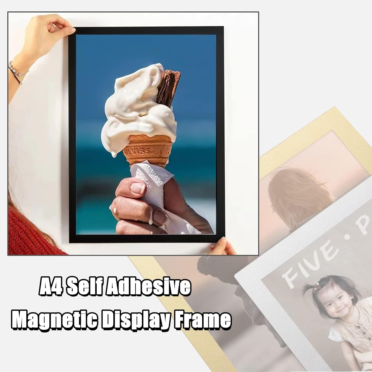 Gocoffun A4 Magnetic Sign Holder, 10 Pack Self-Adhesive Magnetic Frame, Waterproof Clear Display for Home, School, Store, Notice, Picture (Black) image number 2