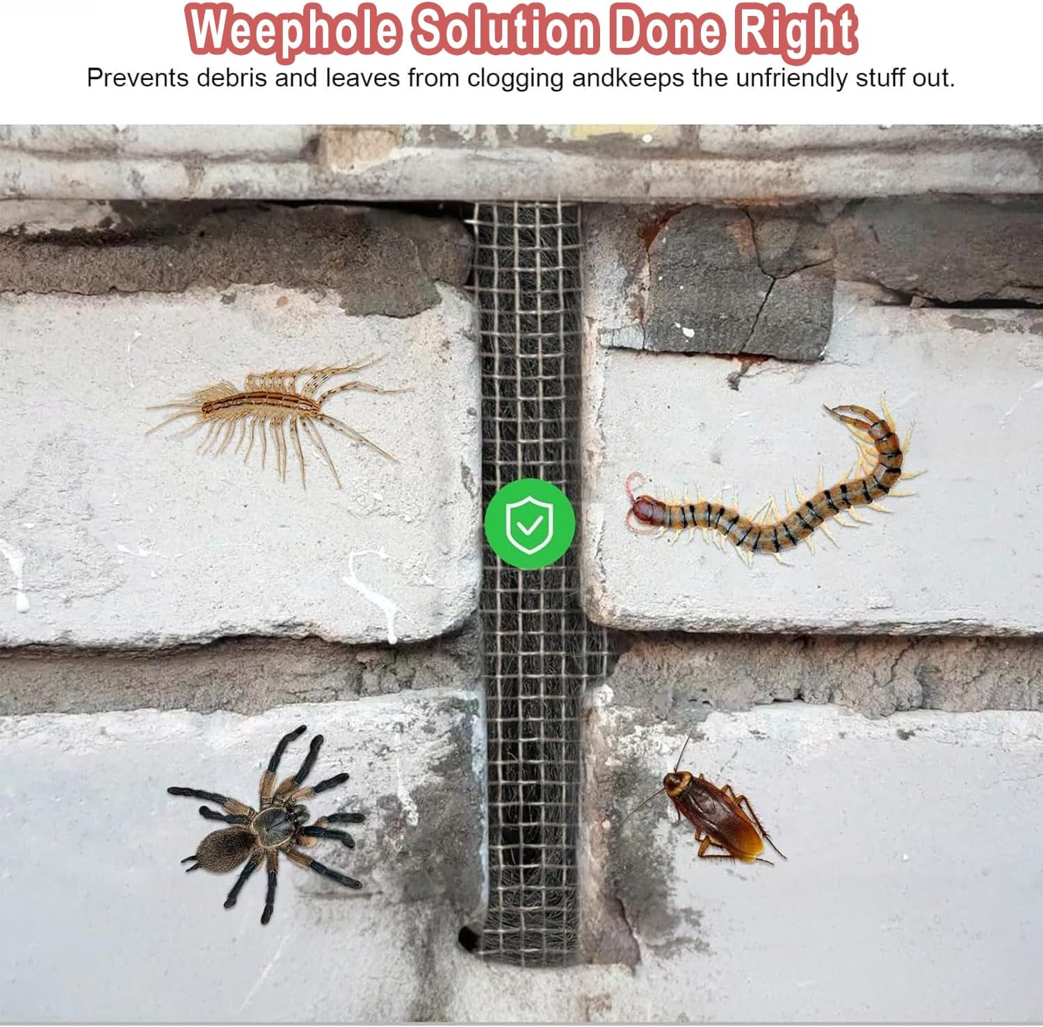 100 PCS Stainless Steel Brick Weep with Stainless Steel Spatul Hole Covers for Brick Walls Filler Bended Window Weep Hole Covers to Stop Mice Wasps Lizards,Snakes Scorpions Many Insects image number 3