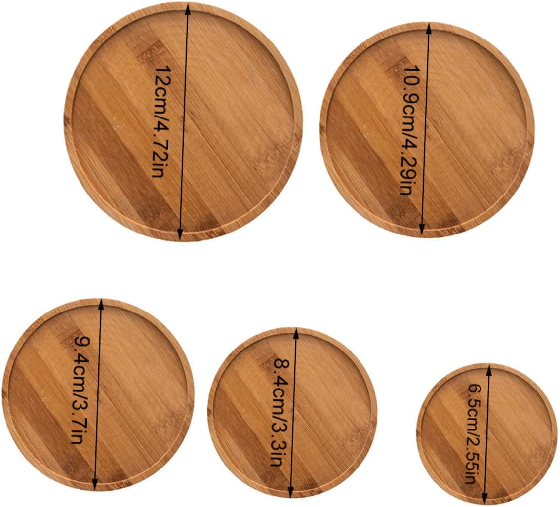 BUTIFULSIC 5Pcs Bamboo round Plant Pot Trays Set for Indoor and Outdoor Gardening, Potted Plant Flowerpot Bottom Trays Multiple Sizes (6.5Cm to 12Cm) Suitable for Succulent and Bonsai Pots image number 2