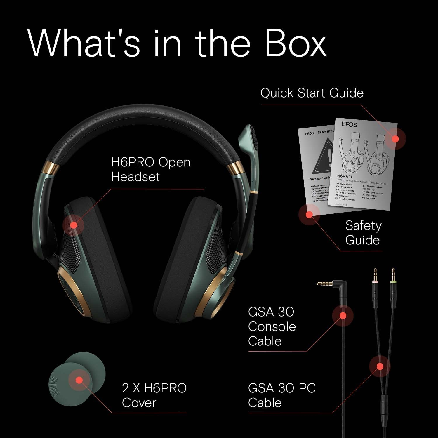 EPOS H6PRO Open Acoustic Professional Gaming Headset; Detachable Lift-To-Mute Mic; Lightweight, Comfortable, Durable; PC, Xbox, Playstation, Switch Compatible; Wired Headset (Racing Green) - Sebring Black image number 6