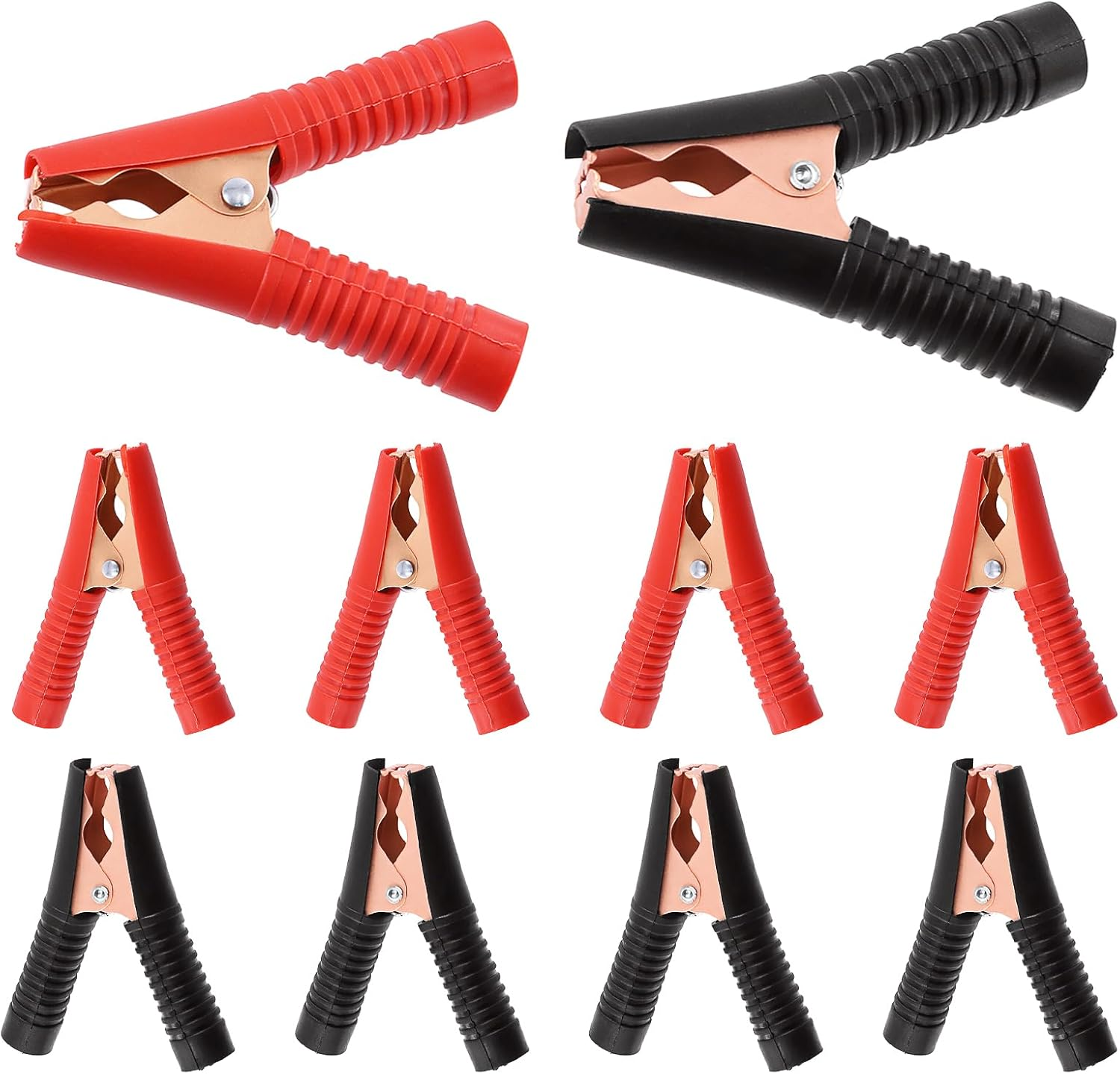 Mardatt 10Pcs Insulated Alligator Clips Copper Plated Insulated Alligator Clips Heavy Duty Alligator Clamps for Loaded Truck Car Battery Charging, Electrical Testing((100A)