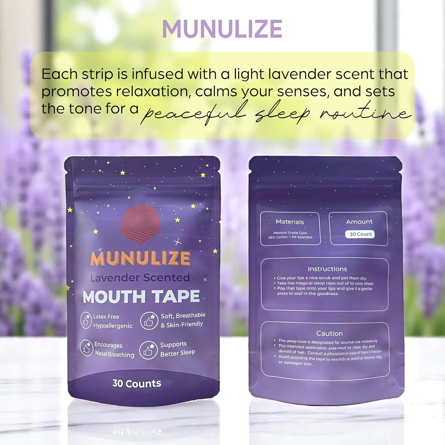 Lavender Scented Mouth Tape for Sleeping - anti Snoring Devices - Nasal Breath -Snore Reducing Aids- Promote Nose Breathing - Cotton Made Mouth Strips - Hypoallergenic Sleep Tape - Better Sleep Aid image number 4