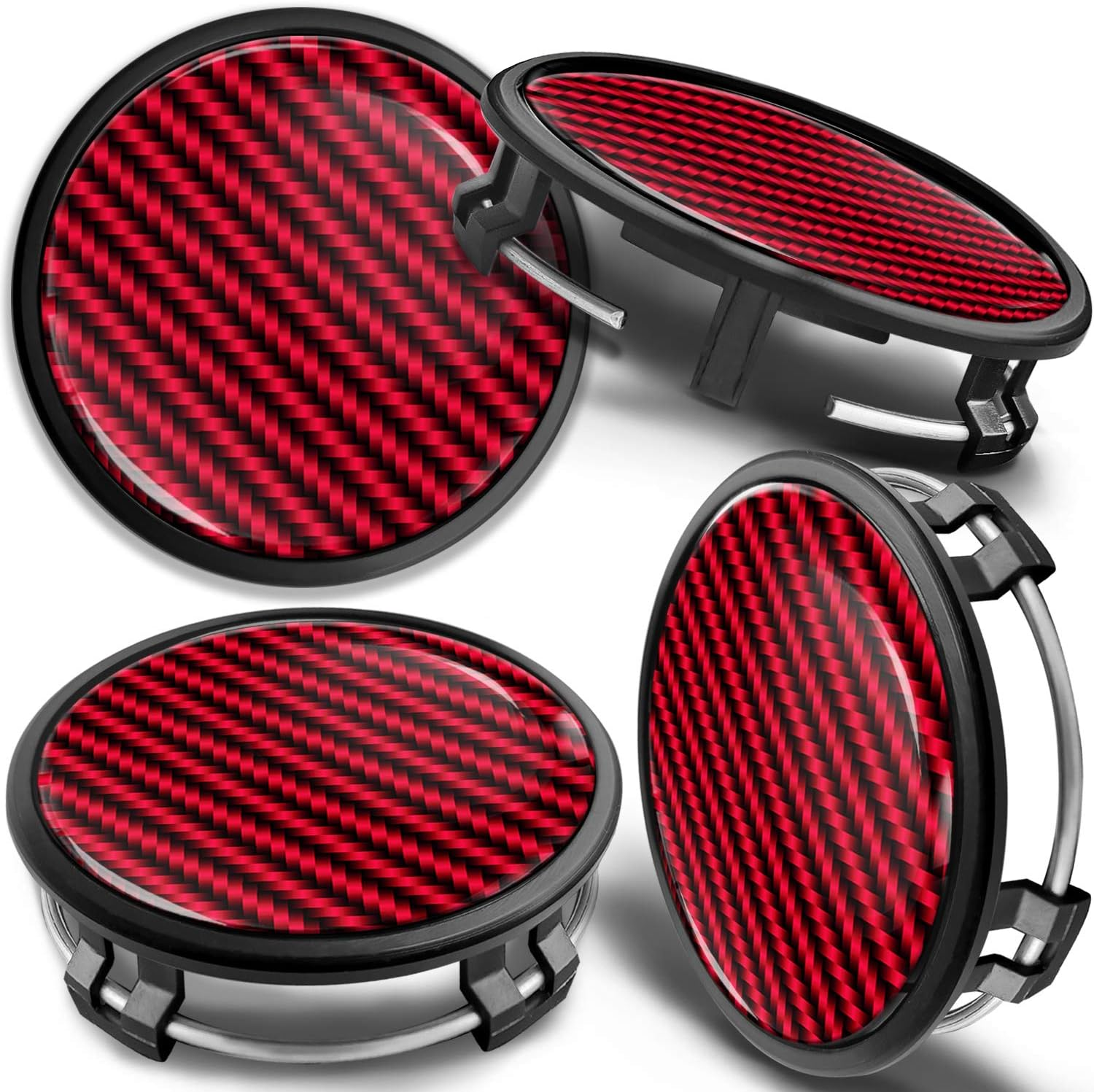 Skinoeu 4 X 75Mm Wheel Centre Alloy Hub Center Caps Compatible with B66470207 / B66470200 Hubcaps Car Tuning Black Carbon Red Cm 13 image number 2