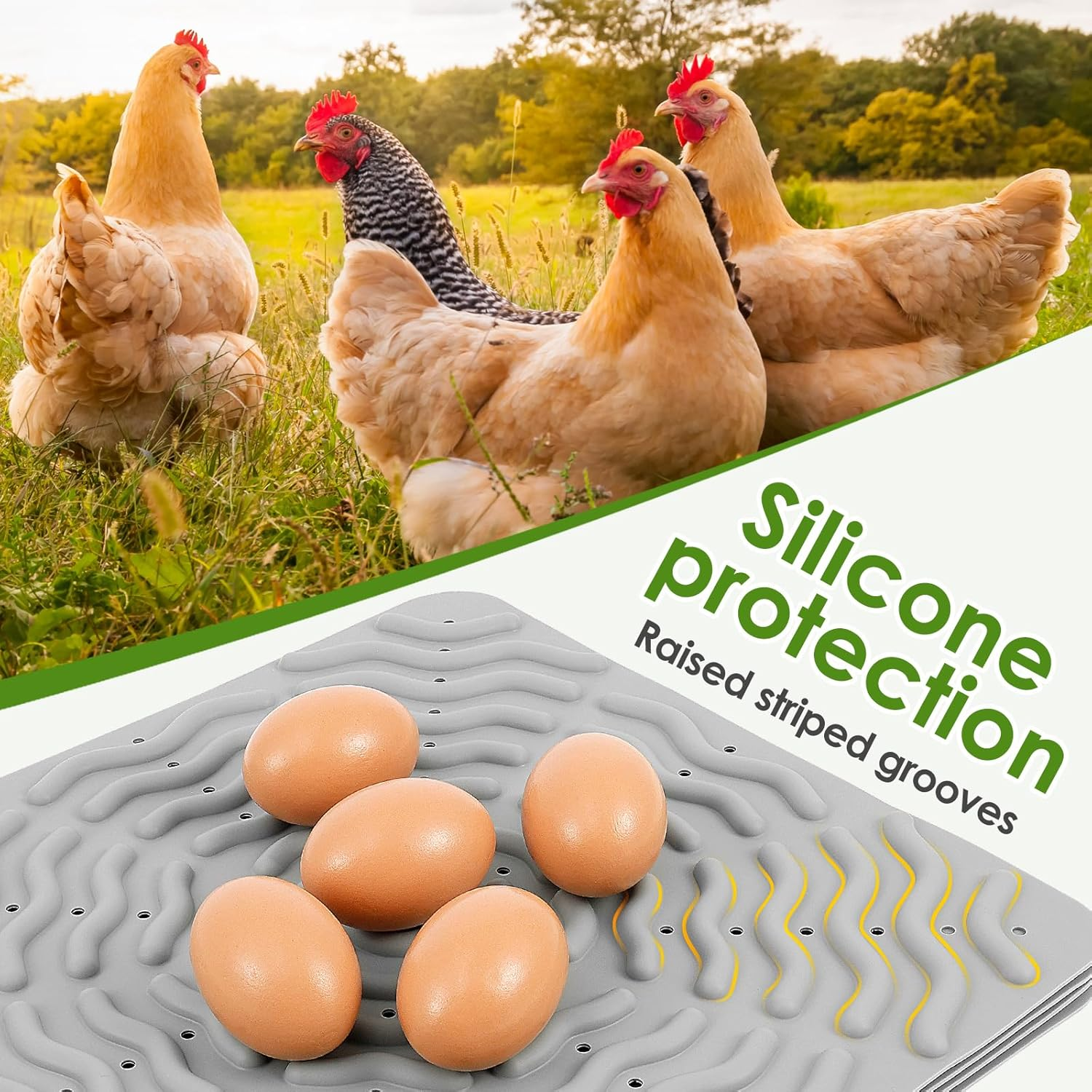 4 PCS Chicken Nesting Pad 12 Inch Washable Chicken Laying Pads Reusable Soft Silicone Hen Nesting Mats Laying Egg Mat for Hens Laying Egg image number 3