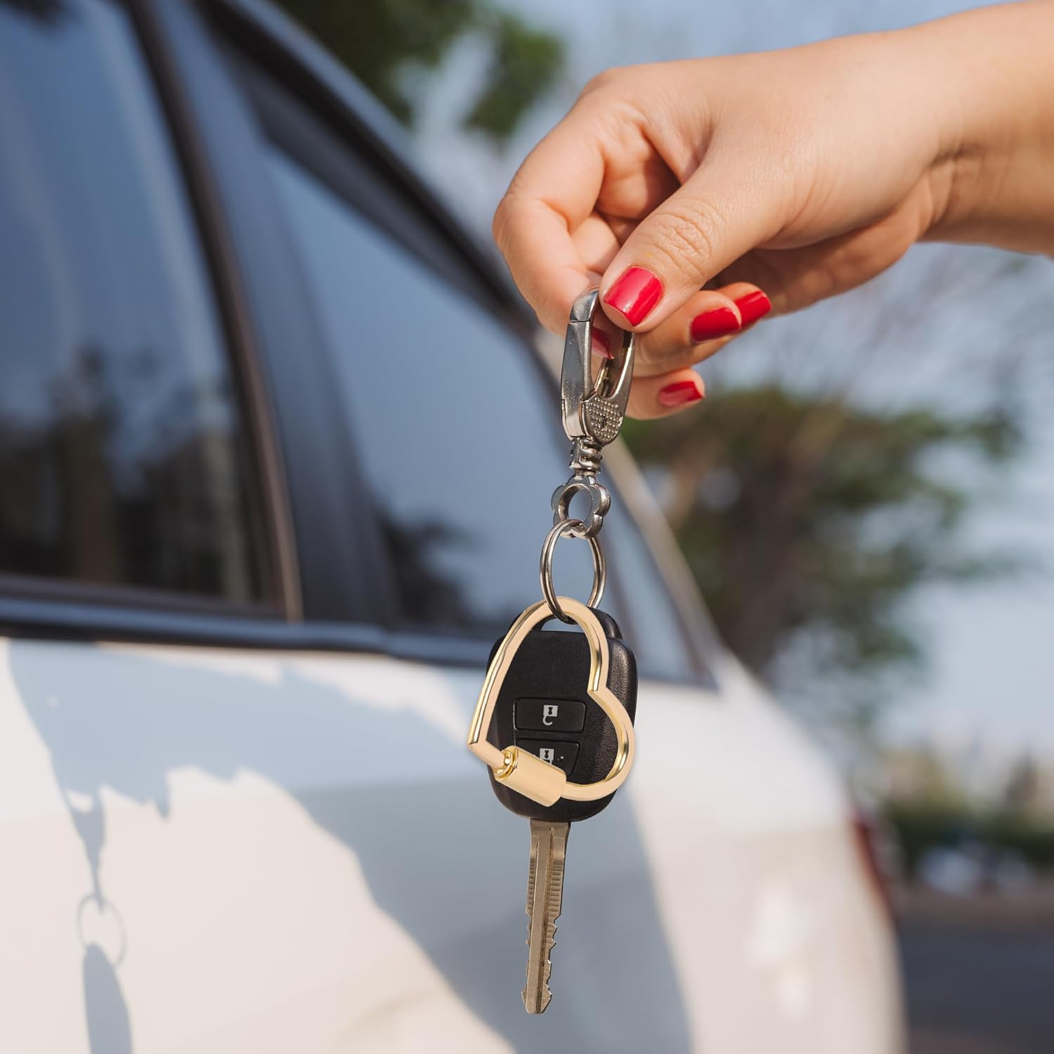 Heart Shaped Key Ring Set - 8 Pcs Cute Carabiner Keychain Clips with Heart Design, Durable Mini Metal Carabiner Clip for Keys, Hiking, Pets & Daily Use, Smooth Spring Snap Hooks for Outdoor Lovers image number 3