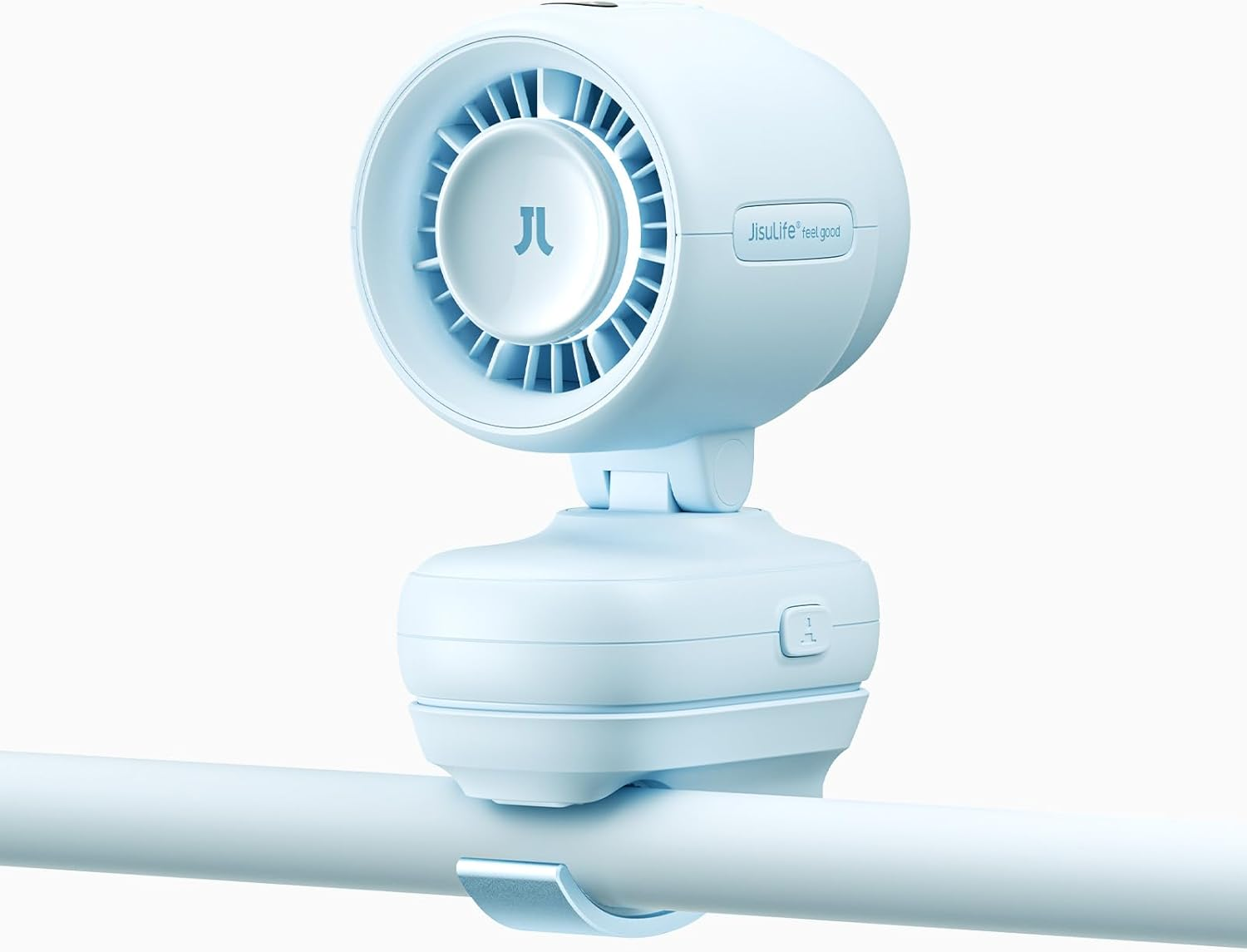 JISULIFE 2026 Clip Fan &ndash; Small & Stylish with 38H Cooling, Soft Night Light, One‑Click Detachable for Stroller or Desk, Safe Stroller Fan for Crib Car Seat Nursery Travel, Gifts for Baby Mom (Blue)