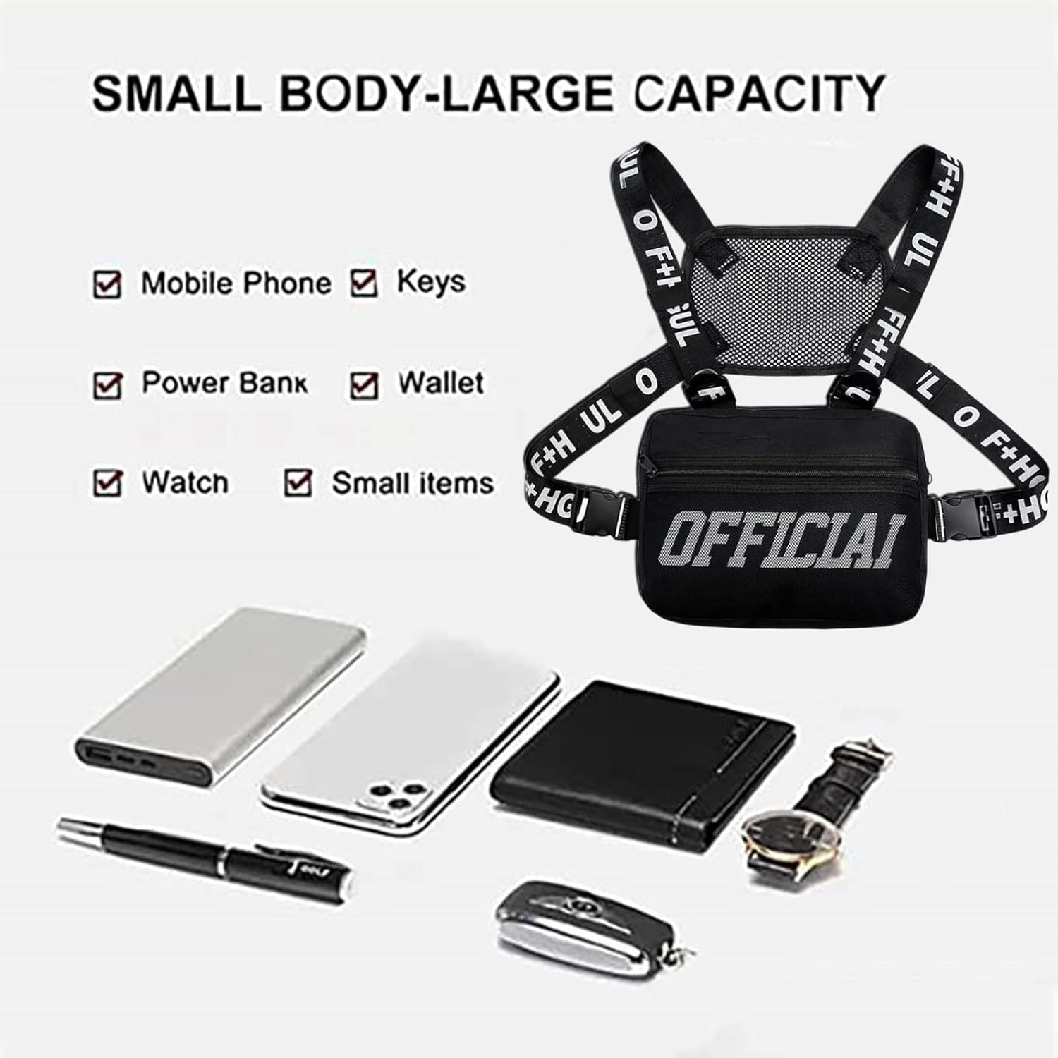 Armiya Universal Hands Free Chest Bag Utility Rig Walkie Talkie Harness Pocket Pack Radio Holster Holder for Men Women image number 4