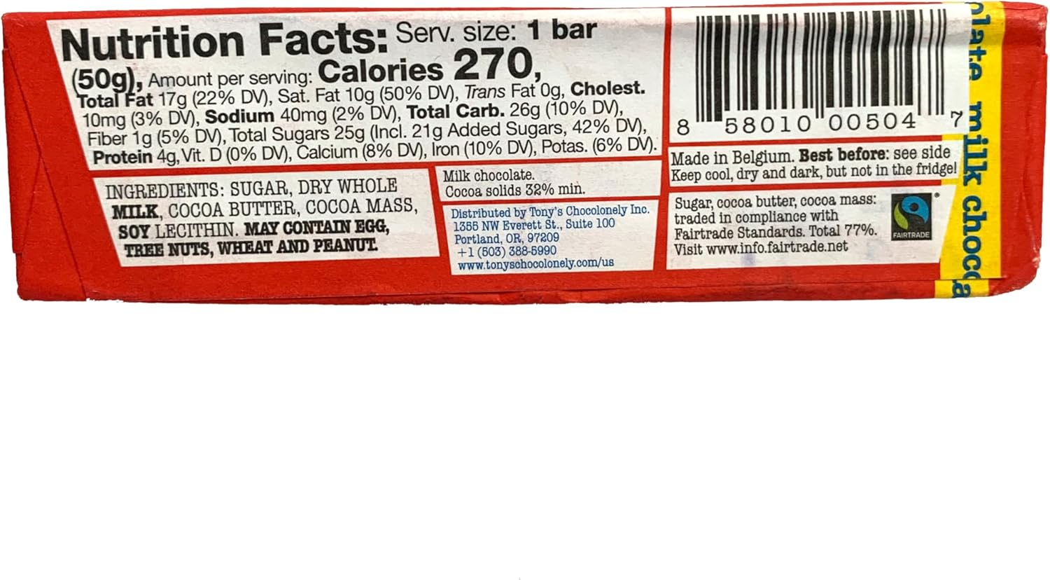 Tony'S Chocolonely Snack Size Milk Chocolate Bars 48 G