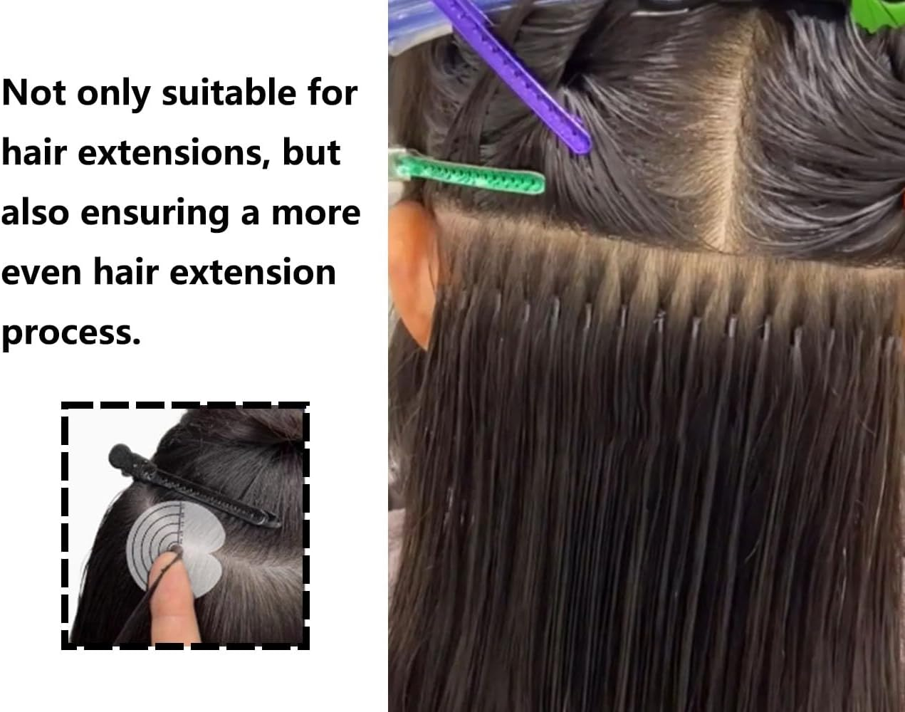 Lhbwhiz Pack of 25 Hair Extensions Stencil, Heat Shield Protection Spacer Template for Attaching, Keratin, Hair Extension Tool with a Hole and Scale, for Salon Hair Extensions (Round) image number 6