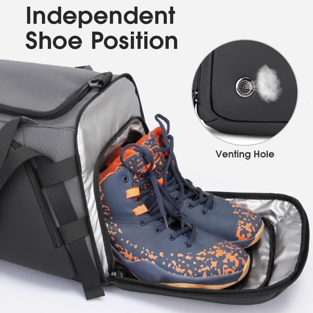 BANGE Gym Sports Duffel Backpack for Man & Women&hellip;, Grey, Large, Backpack - Black image number 6