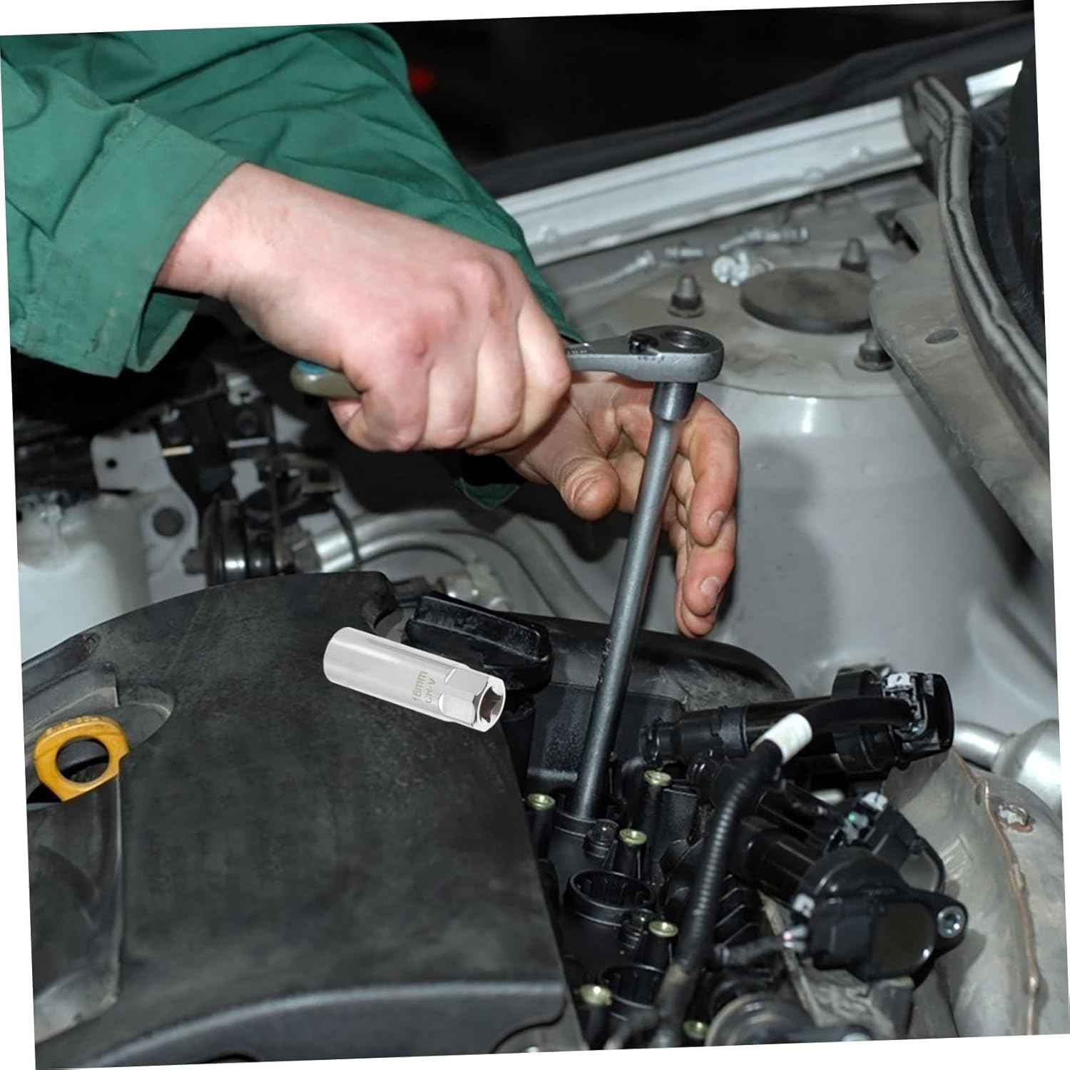 Mikinona 3/8 Spark Plug Socket Set 14Mm and 16Mm Magnetic Wrench Car Spark Plug Removal Tool Professional Automotive Repair Accessories for Mechanics and Diy Maintenance image number 2