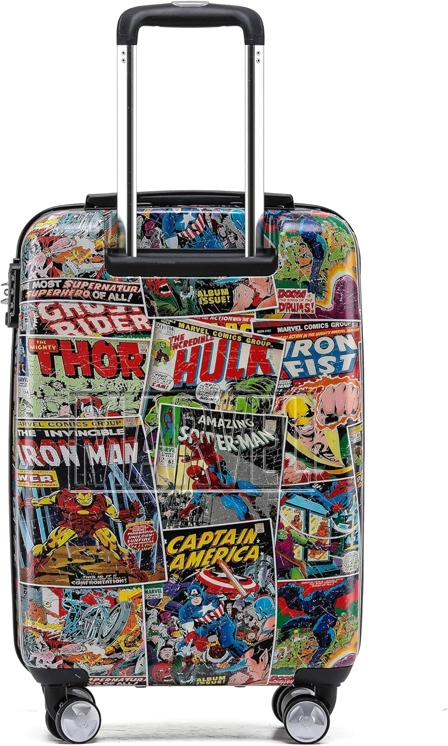 Marvel 19 Inch Four Wheel Hardside Retro Comic Trolley Case Carry on Case, Multicolor image number 3