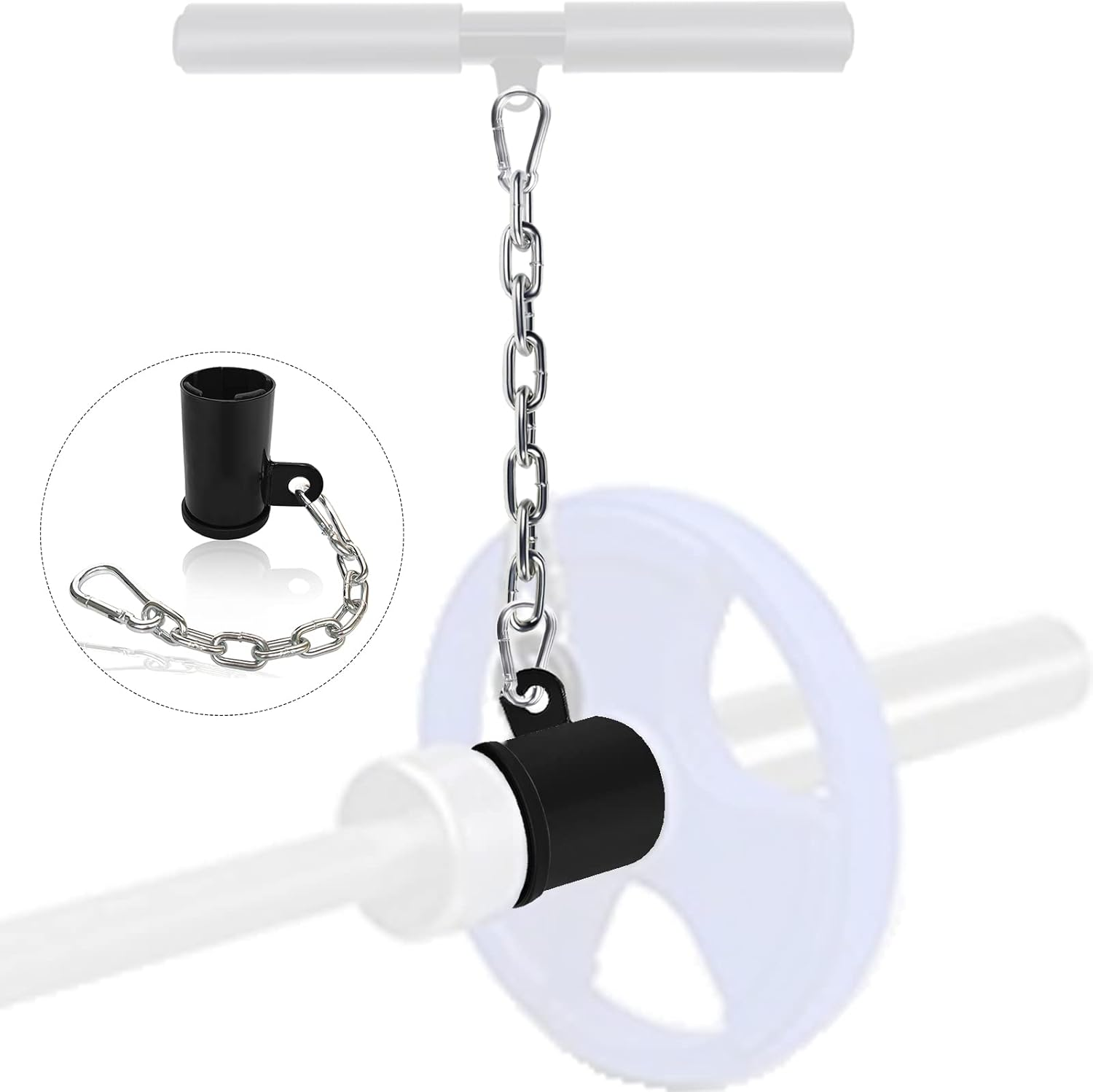 Favuit T-Bar Row Platform 27" Tricep Rope Pull Down-Landmine Eyelet Attachment with Chain Fits 2" Olympic Bar Heavy Duty Coated Nylon Rope with Solid Rubber Ends for Home Gym image number 3