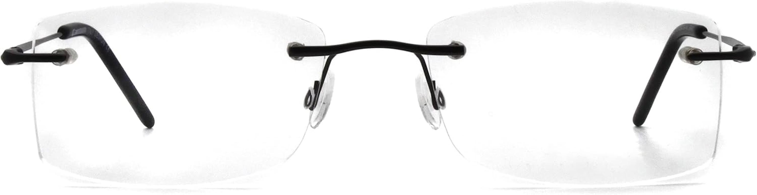 Men Women Eyeglasses Rimless Metal Lightweight Clear Lens Optical Frames Gray Glasses - Black Glasses image number 7