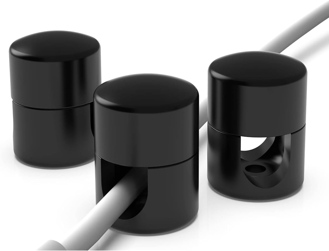 Coehaopike Desk Organization Gun Metal Premium Aluminum Cord Organizers Charger Cable Management Clips for Home Office Stylish, Sturdy, Functional ，Practical| (3 PCS) (White)