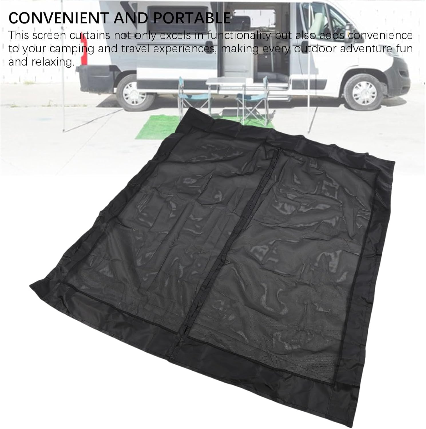 Cryfokt Universal RV Van Screen Curtain, Magnetic Rear Door Privacy Protection with RV Door Fly Screen, for Different Vehicle and Door Types, Travel Experience (71In*59In) image number 1
