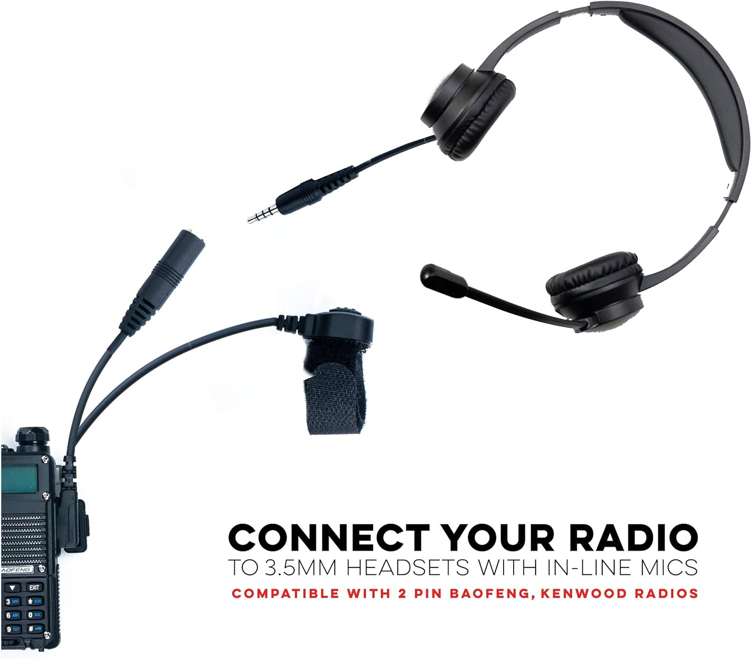 BTECH Universal 2-Pin K1 to 3.5Mm Audio Adapter with One-Touch PTT &ndash; Premium Compatibility with Baofeng, Kenwood Radios & 3.5Mm Headsets with In-Line Mics image number 6