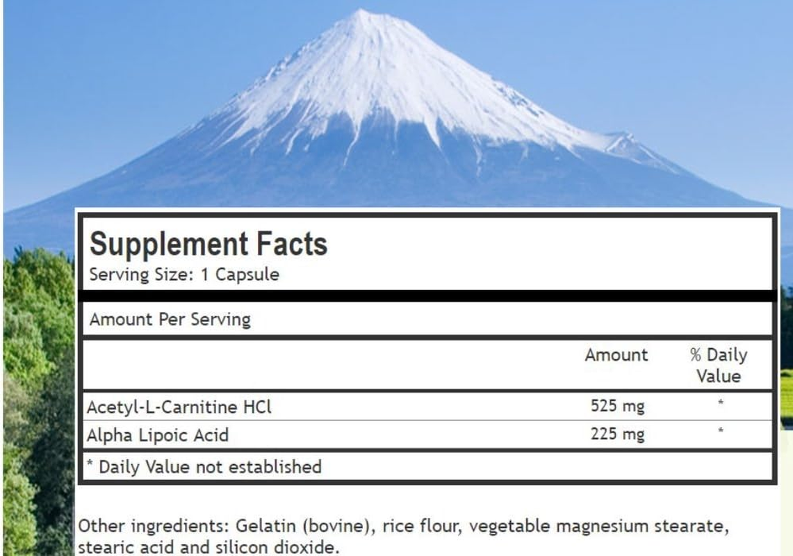 Acetyl-L-Carnitine & Alpha Lipoic Acid Supplement &ndash; 525Mg ALCAR + 225Mg ALA per Capsule &ndash; Non-Gmo, Sports Nutrition Formula &ndash; 60 Capsules image number 3