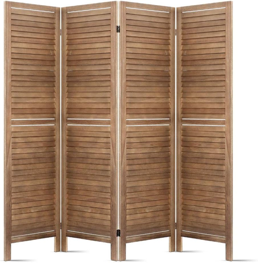 Artiss Room Divider, Folding Wooden Privacy Portable Screen Shelf Dividers Partition Wall Screens Home Pet Child Indoor Balcony Bedroom Furniture, Separator Water-Resistant Brown image number 4