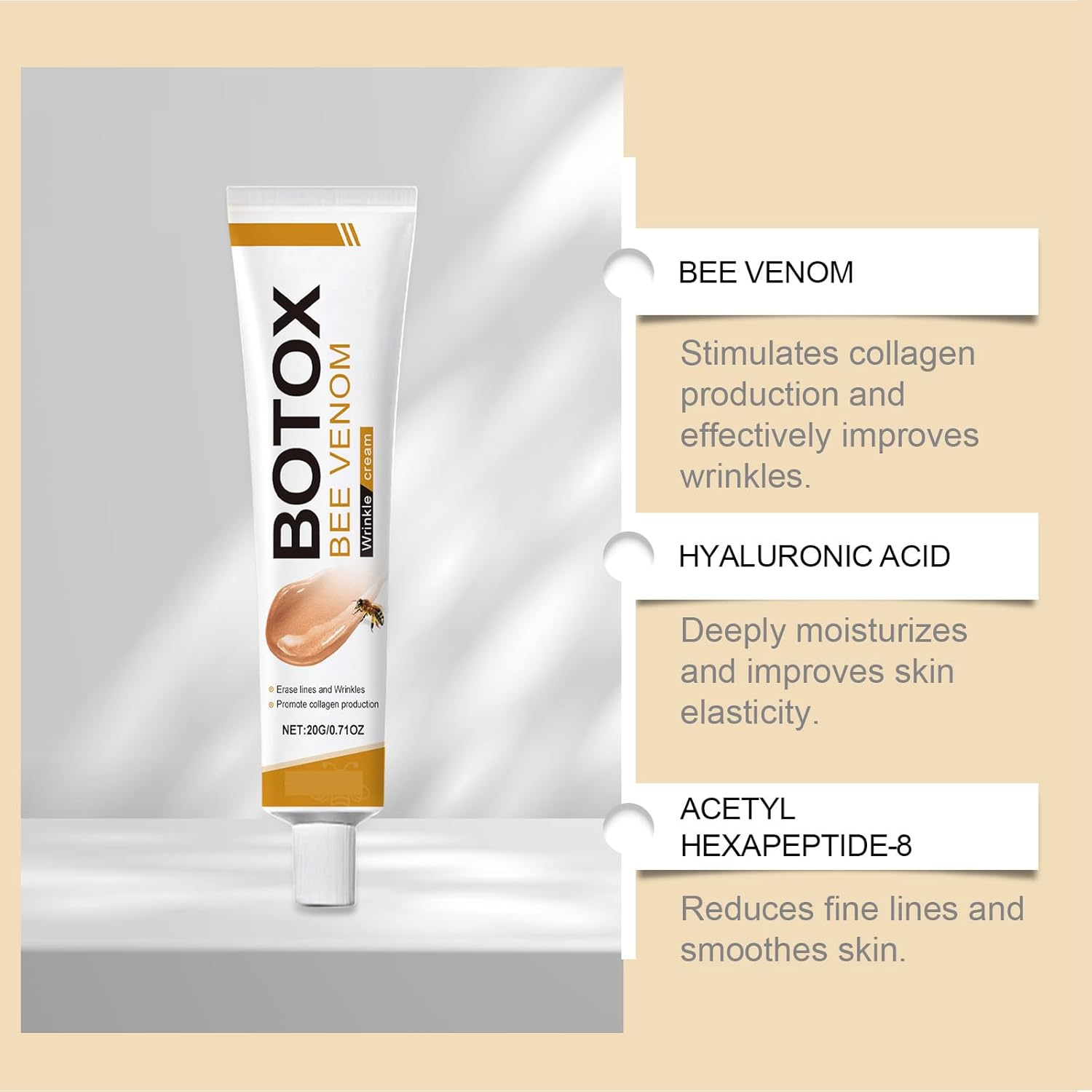 Botox Bee Venom Cream Australia，2Pcs Facial Skin Care Products，Wrinkle Removal & Firming, Moisturizing, Lifting & Recovery for All Skin Types image number 5