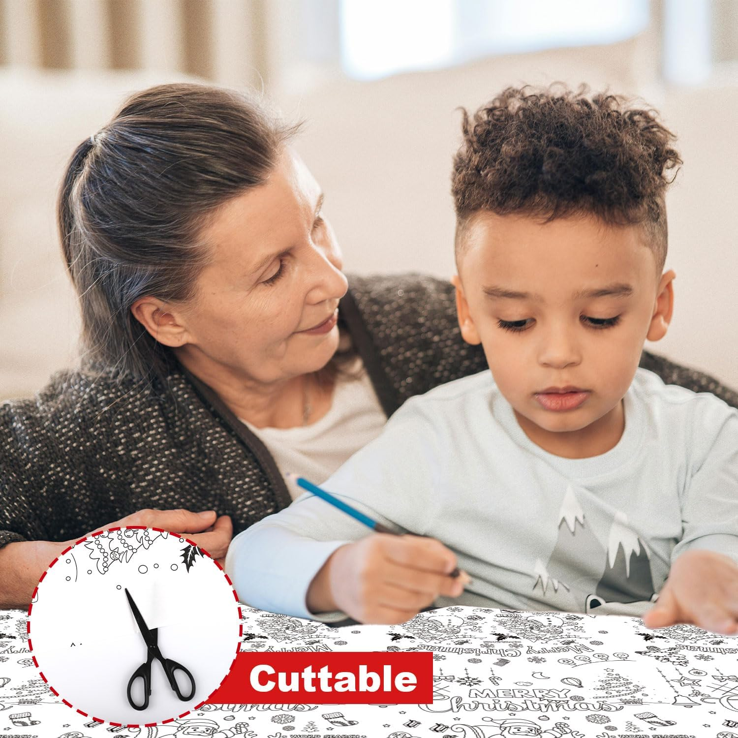 2Pcs Christmas Coloring Tablecloth, 53.9X107.9 Inch Christmas Paper Tablecloth Christmas Table Decor Coloring Poster for Kids Home Classroom Activities Party Favors image number 4