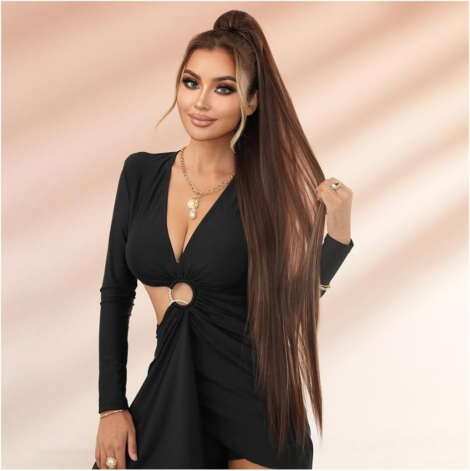 20 Inch Strap Ponytail Wig Claw Clip Long Straight Fake Pony Tail Natural Fake Ponytail Piece Ponytail Hairpiece Wig Hair Extensions