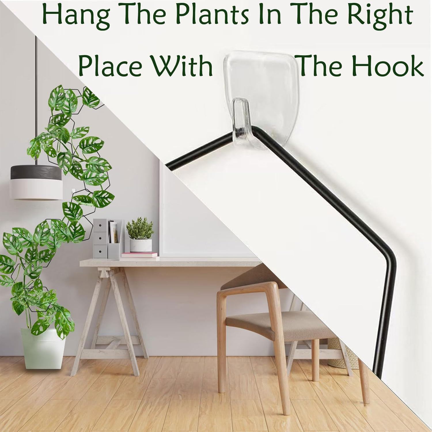 RUIFEN 18 PCS Garden Chain Trellis for Climbing Plants, Small Trellis for Wall Hanging Potted Plants Indoor & Outdoor with Different DIY Patterns (Black, Hexagon)