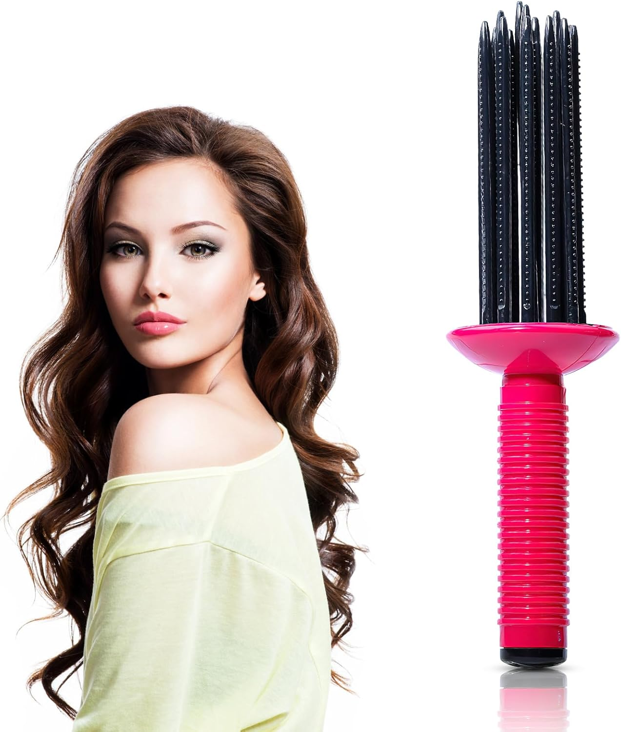 Hot Air Styling Brush, 9.6 Inch Heatless Curly Hair Brush for Fluffy Hair, Curlers for Travel, Home, Household Women Hot Air Combs for Fluffy Hair image number 3