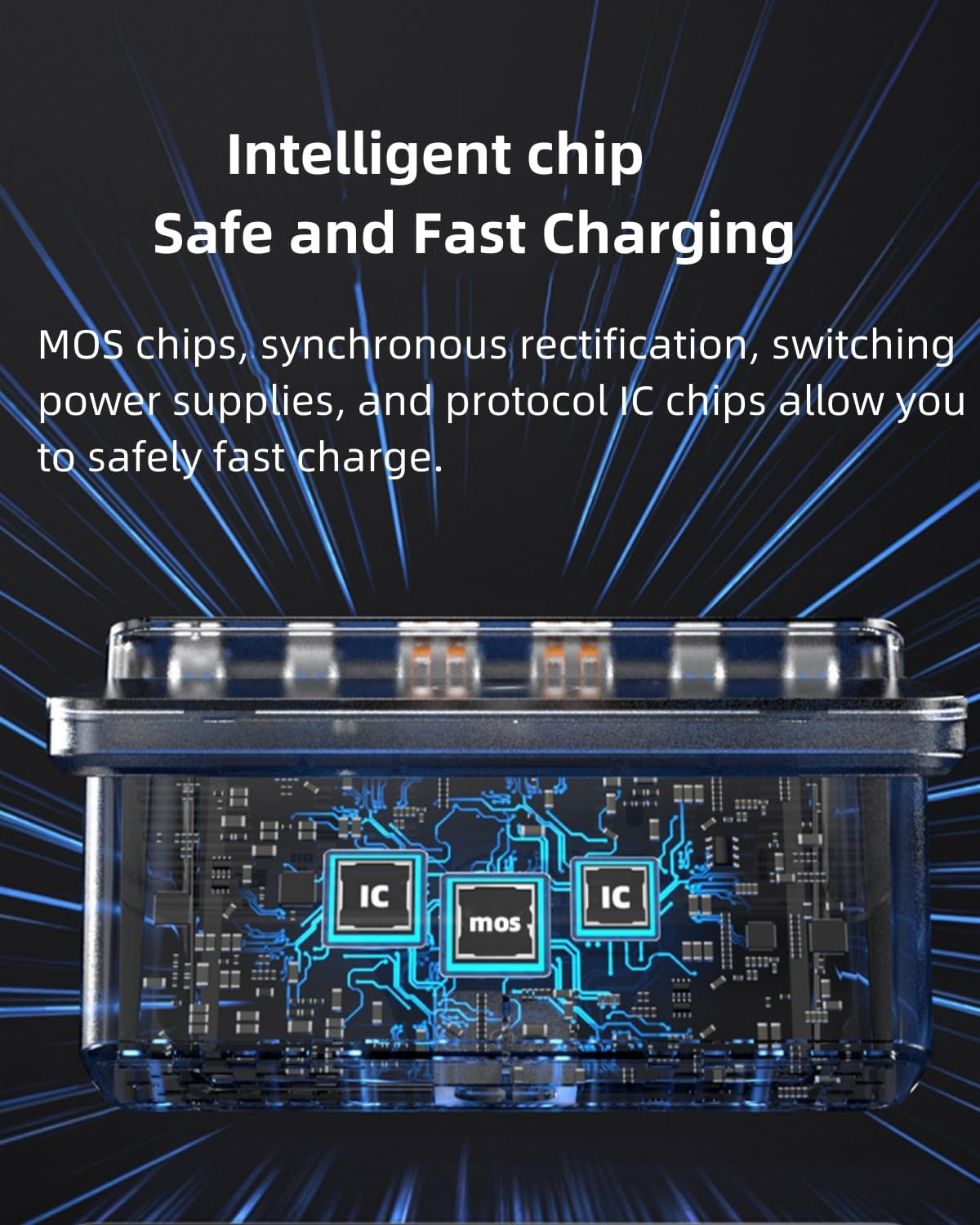 FOSION USB C Charger 160W 6 Port Desktop Wireless Charger Stand，Multiport USB C Charge Station with PD QC 3.0 Fast Charging and 15W Wireless Charging for Macbook，Laptop,Iphone 15,Galaxy S24 image number 4