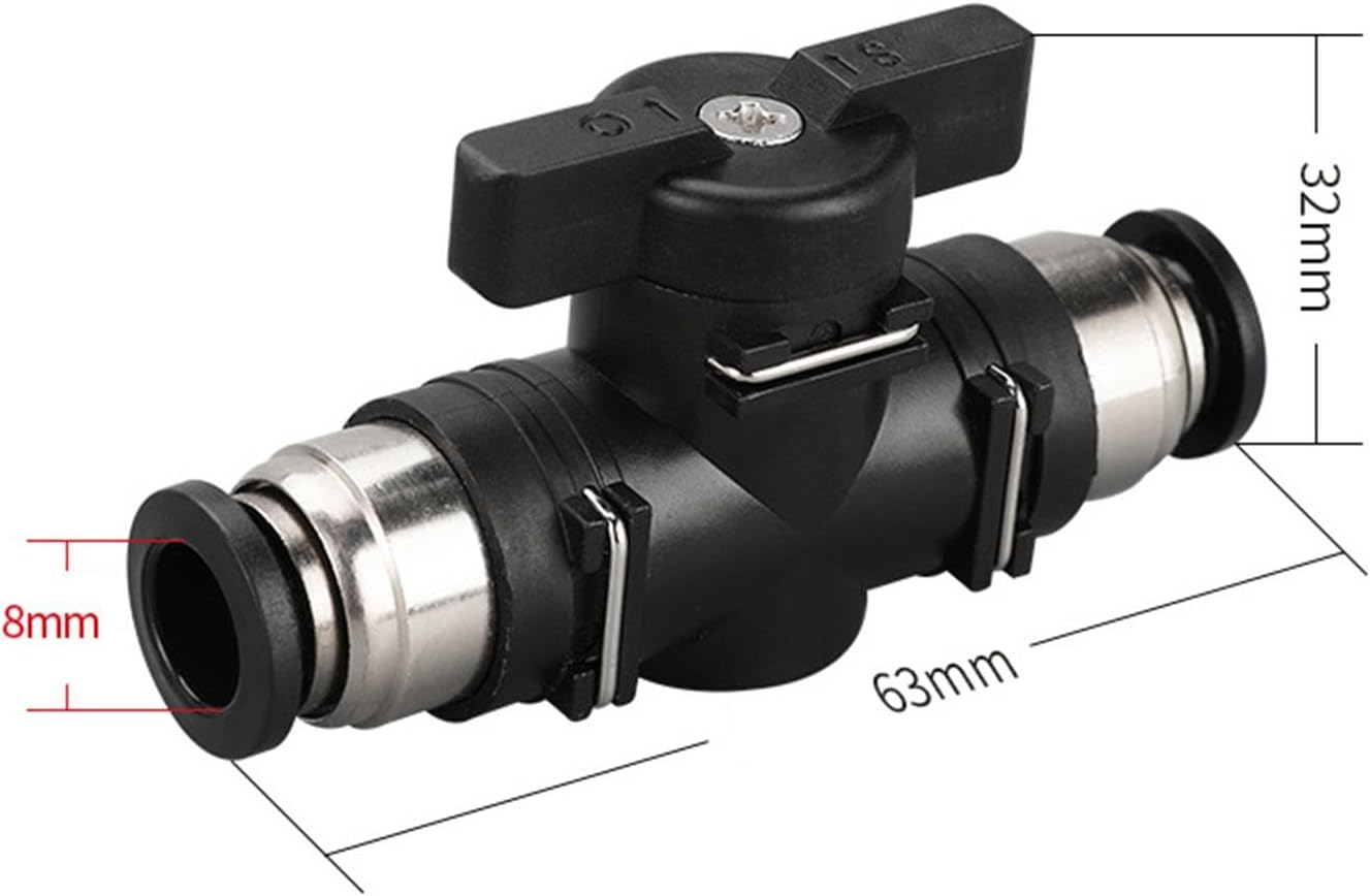 Weilaikeqi Air Fittings Straight Quick Connect Union Push to Connect Fittings Ball Valve Hose Fittings Air Flow Control Valve for Water Air Duct, BUC 8Mm image number 1