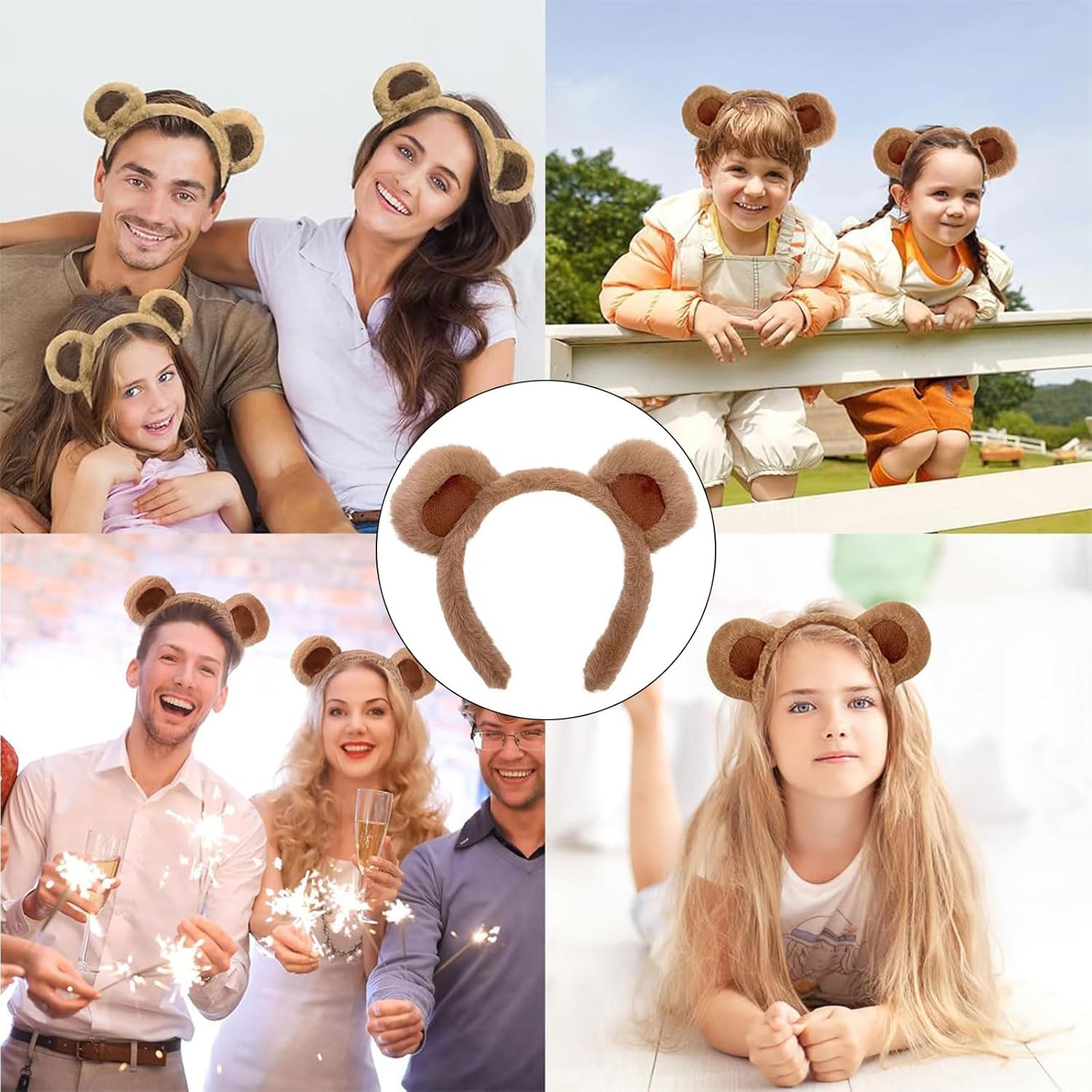 Bear Ears Headband, Bear Ears Headband, Women'S Headpiece, Party Headband, Face Wash Headband, Festival, Christmas, Halloween, Carnival, Hairband, Cosplay Headband Accessories image number 6