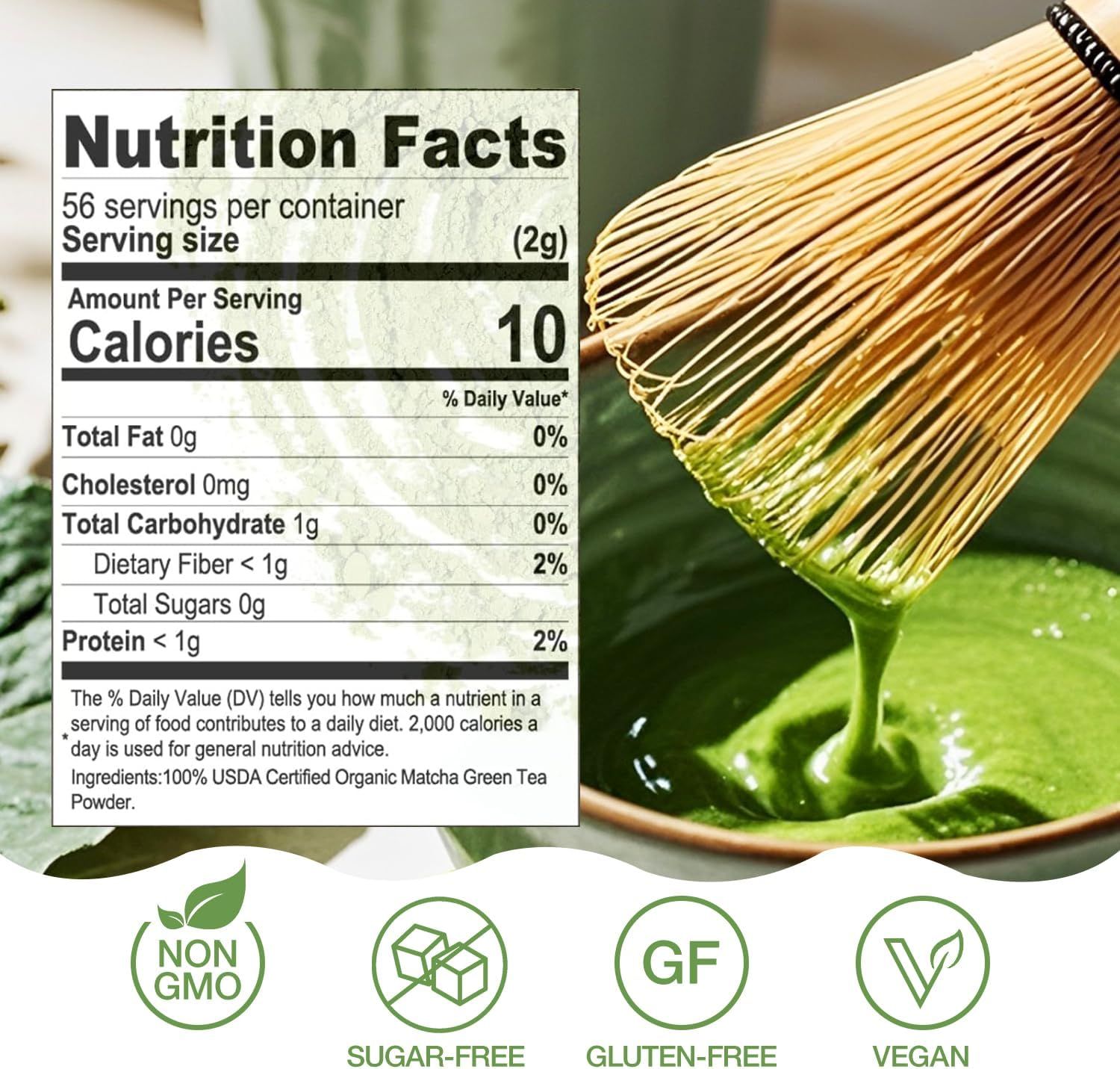 Matcha Green Tea Powder - Ceremonial Grade, for Smoothies Lattes and Baking, No Additives or Fillers, 113G (4Oz) image number 1