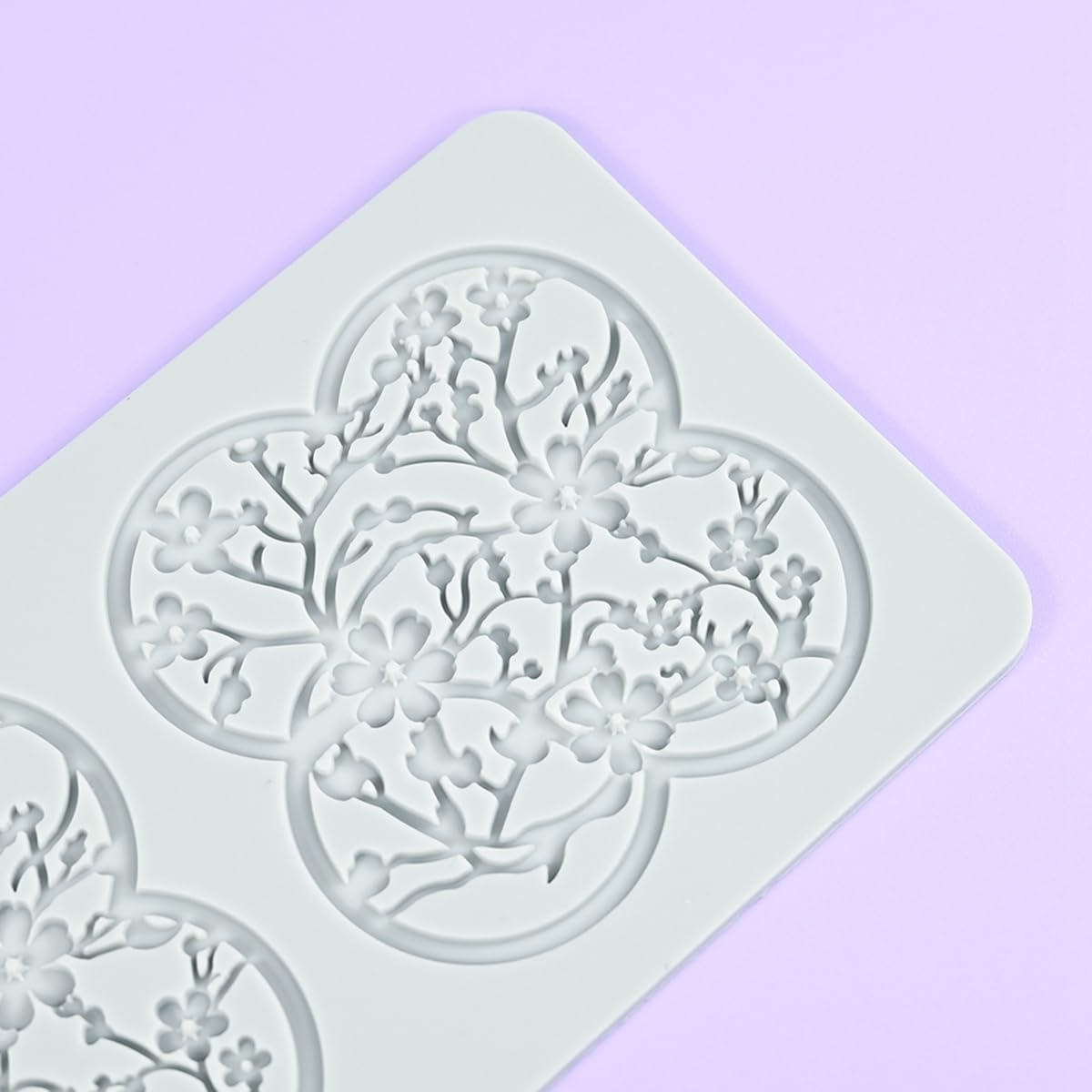 Mostsom 3D Plum Blossom Branch Cake Lace Mold Silicone Mould Fondant Mold Chocolate Stencil Cake Decorating Border Bakeware (D_ Plum Blossom) image number 3