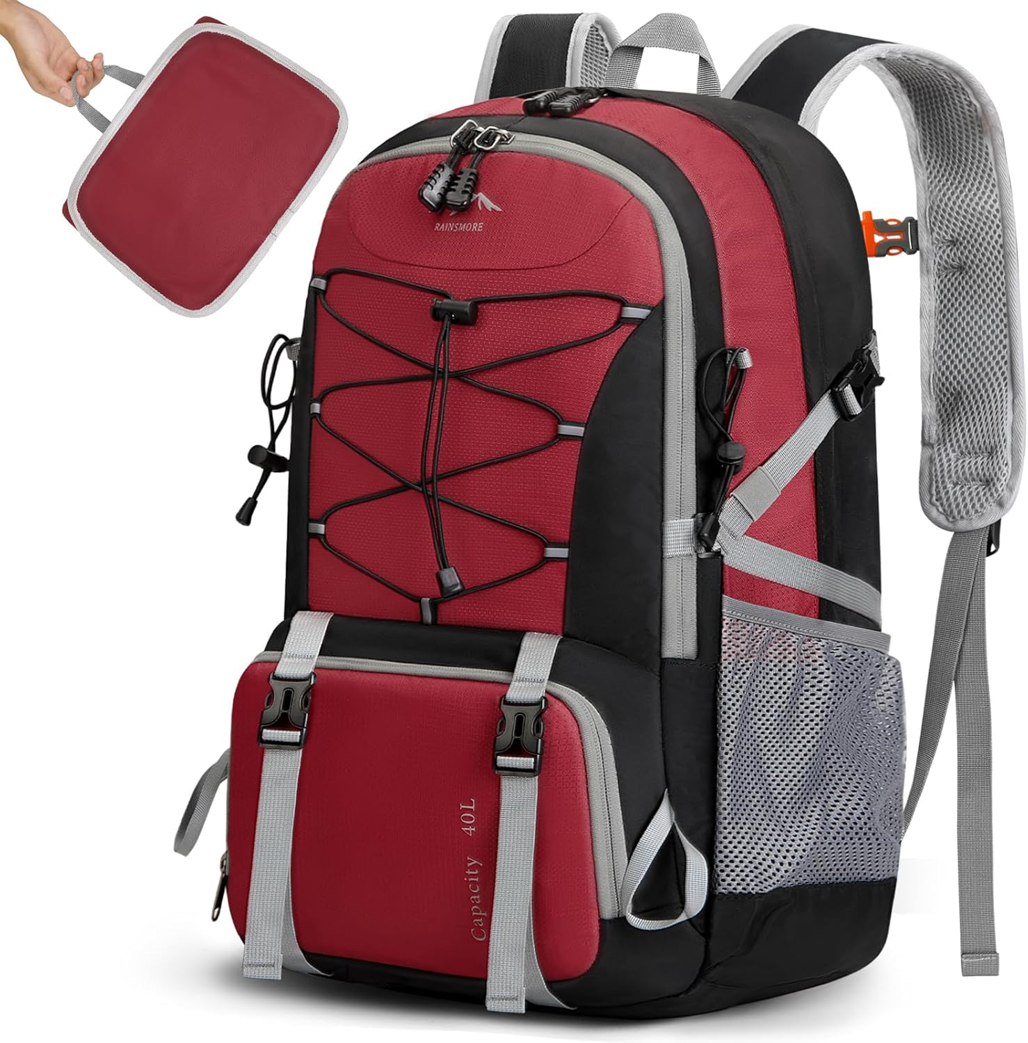 Hiking Backpack 40L Waterproof Camping Backpack for Men Women Lightweight Outdoor Sport Daypack Packable Hiking Backpack for Climbing Travel Touring