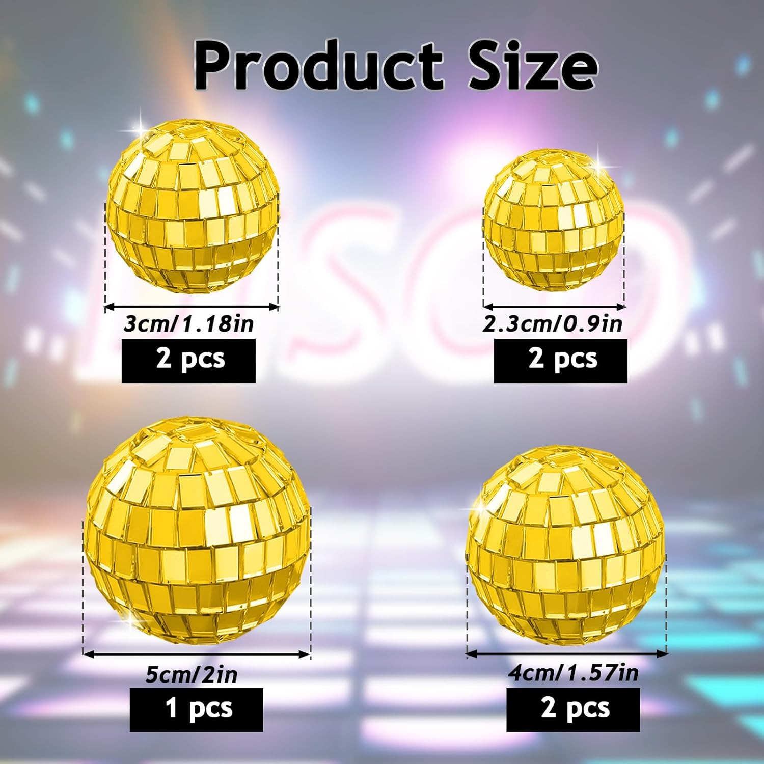 Abeillo 7PCS Disco Ball Cake Topper, 4 Sizes Disco Ball Cake Decorations, Disco Cake Topper, 70S Disco Themed Dance Party Supplies, Mini Disco Balls for Cake Decor Disco Party Ornament (Gold) image number 4