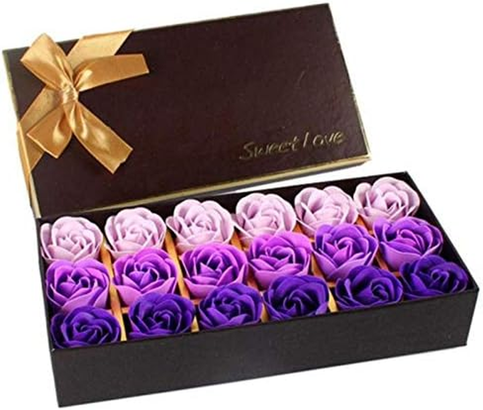 18 Pcs Floral Scented Bath Soap Rose Flower Petals (Purple) - Blue image number 7