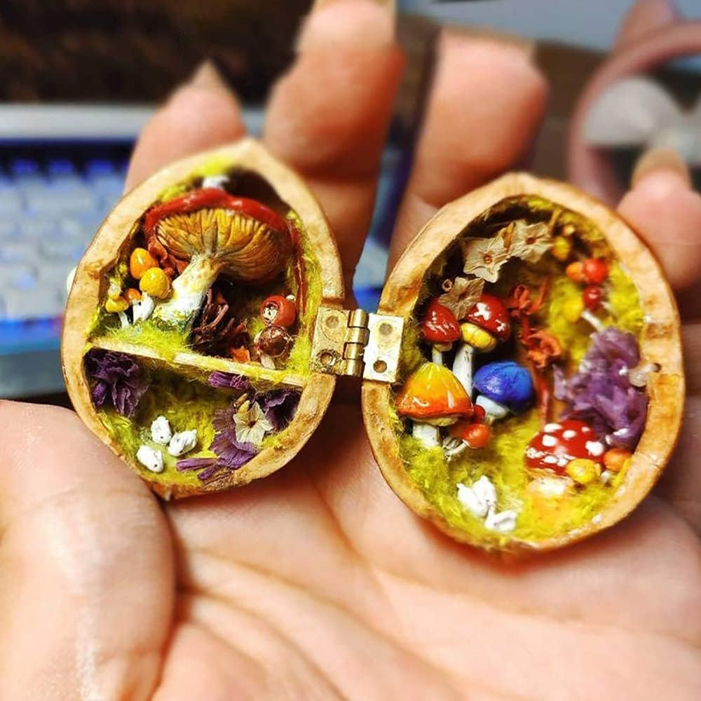 5X Small Mini Decorative Jewelry Cigar Box Hinges Brushed Brass + Nails image number 5