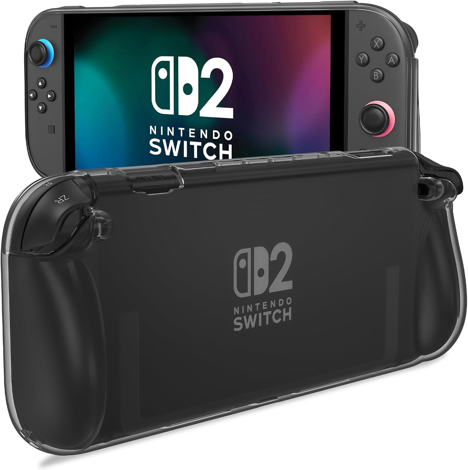 Procase Protective Case for Nintendo Switch 2 2025, Clear Cover Protector Switch 2 Accessories, Anti-Scratch, Shock-Absorption, Ergonomic Grip Design, Easy to Install -Black