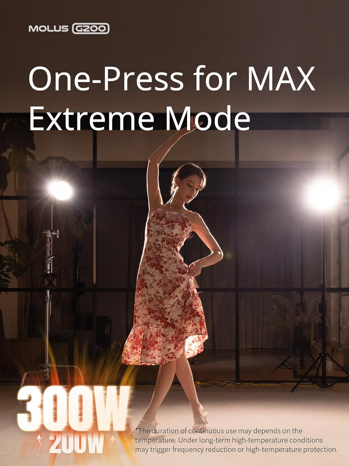 ZHIYUN Molus G200 200W COB Video Light with Bowens Mount,85800Lux/M 2700K-6500K and ZY Vega APP Control,Ultra Quiet Dynavort Cooling System image number 5