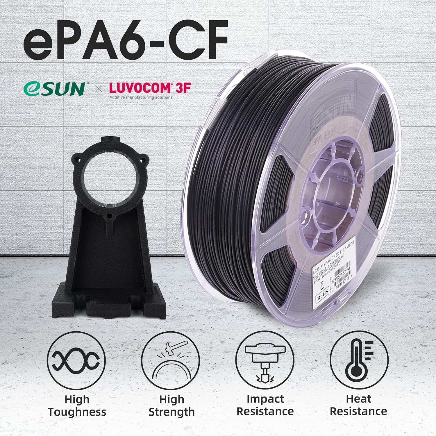 Esun 3D Printing Filament Nylon Carbon Fiber Spool 1.75Mm 0.75KG Dimensional Accuracy +/- 0.05Mm for 3D Printers image number 6